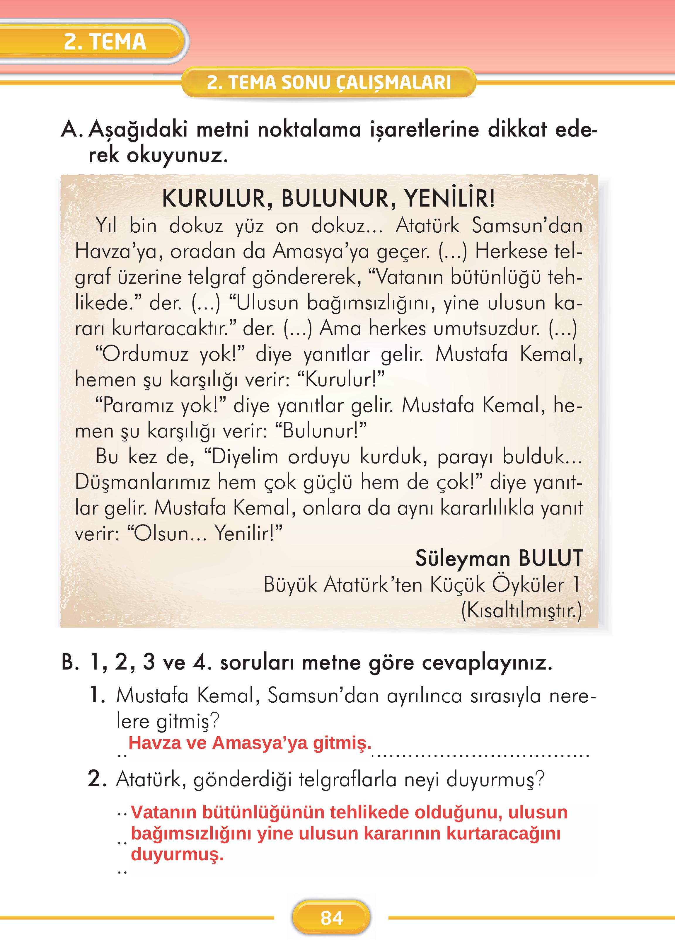 2. Sınıf İlke Yayınları Türkçe Ders Kitabı Sayfa 84 Cevapları 2. Sınıf İlke Yayınları Türkçe Ders Kitabı Sayfa 84 Cevapları