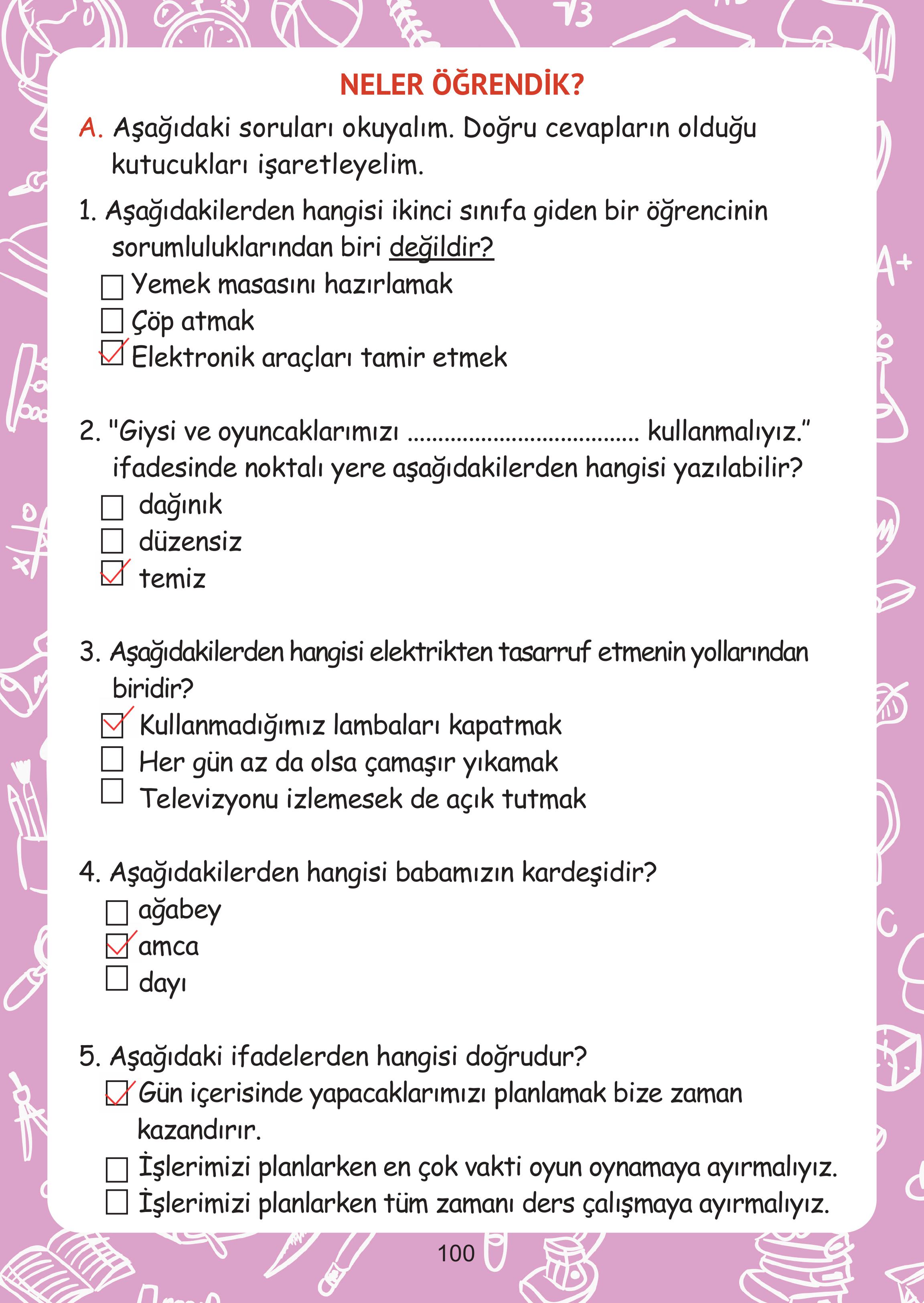2. Sınıf Meb Yayınları Hayat Bilgisi Ders Kitabı Sayfa 100 Cevapları 2. Sınıf Meb Yayınları Hayat Bilgisi Ders Kitabı Sayfa 100 Cevapları