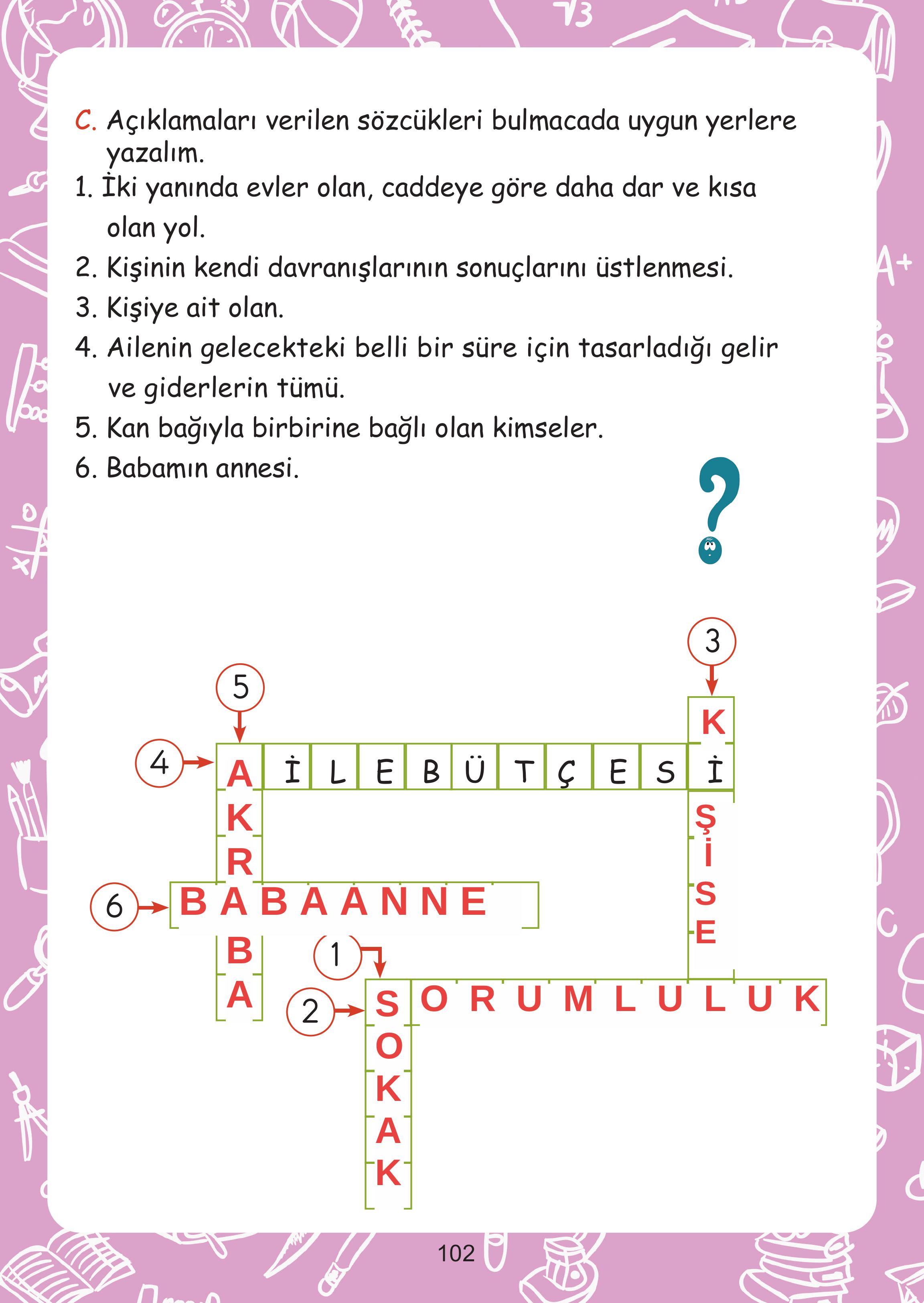 2. Sınıf Meb Yayınları Hayat Bilgisi Ders Kitabı Sayfa 102 Cevapları