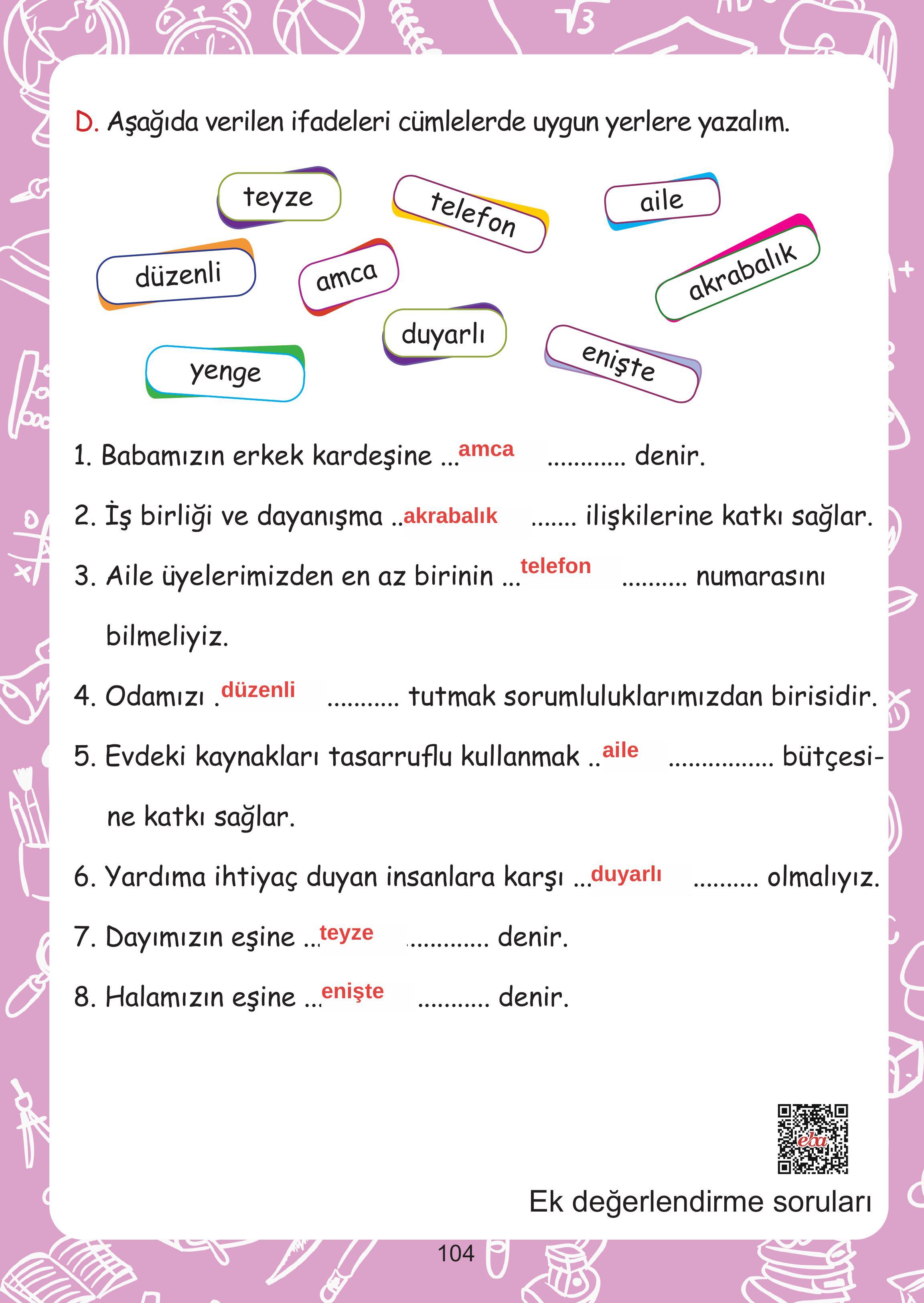 2. Sınıf Meb Yayınları Hayat Bilgisi Ders Kitabı Sayfa 104 Cevapları 2. Sınıf Meb Yayınları Hayat Bilgisi Ders Kitabı Sayfa 104 Cevapları