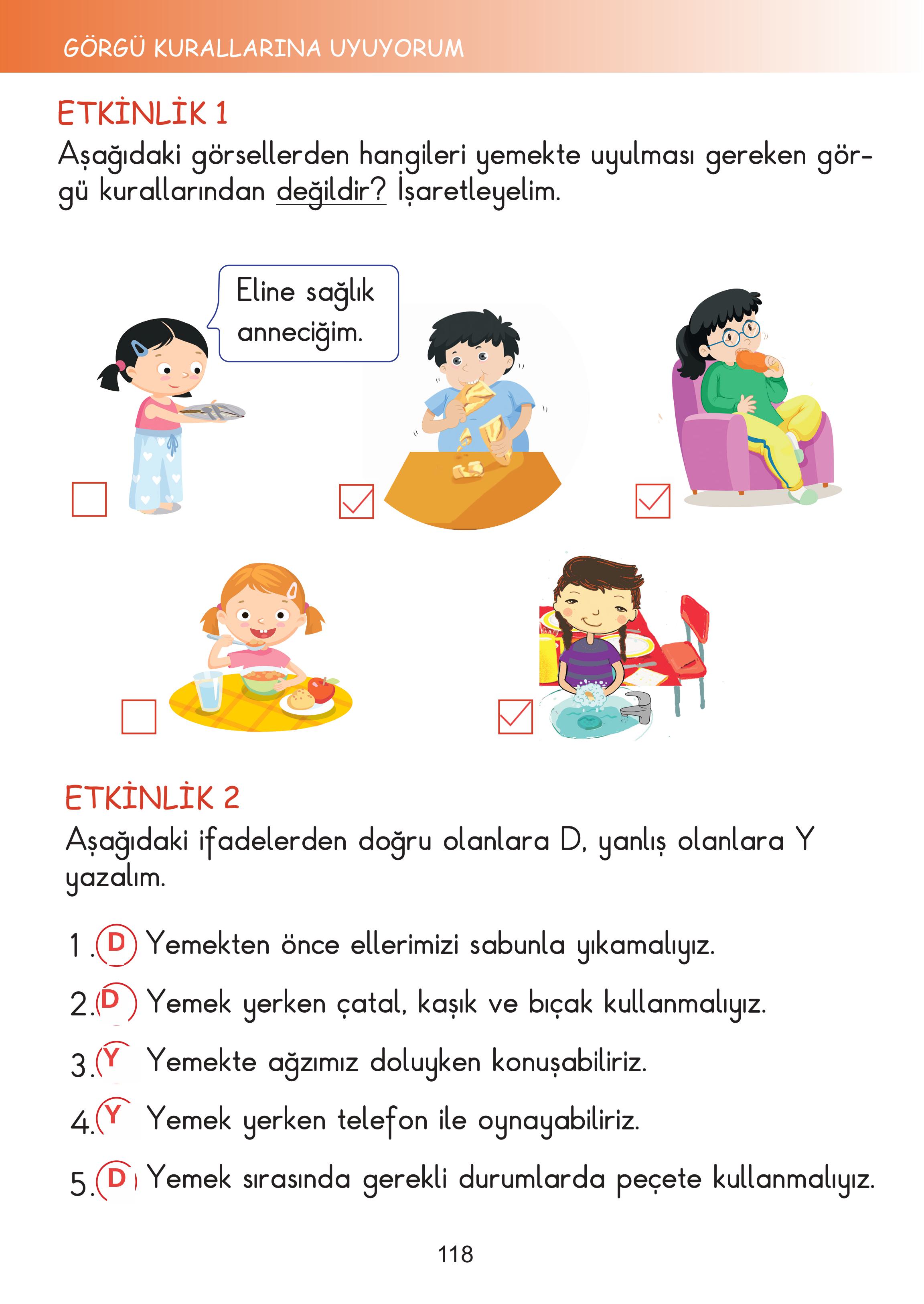 2. Sınıf Meb Yayınları Hayat Bilgisi Ders Kitabı Sayfa 118 Cevapları