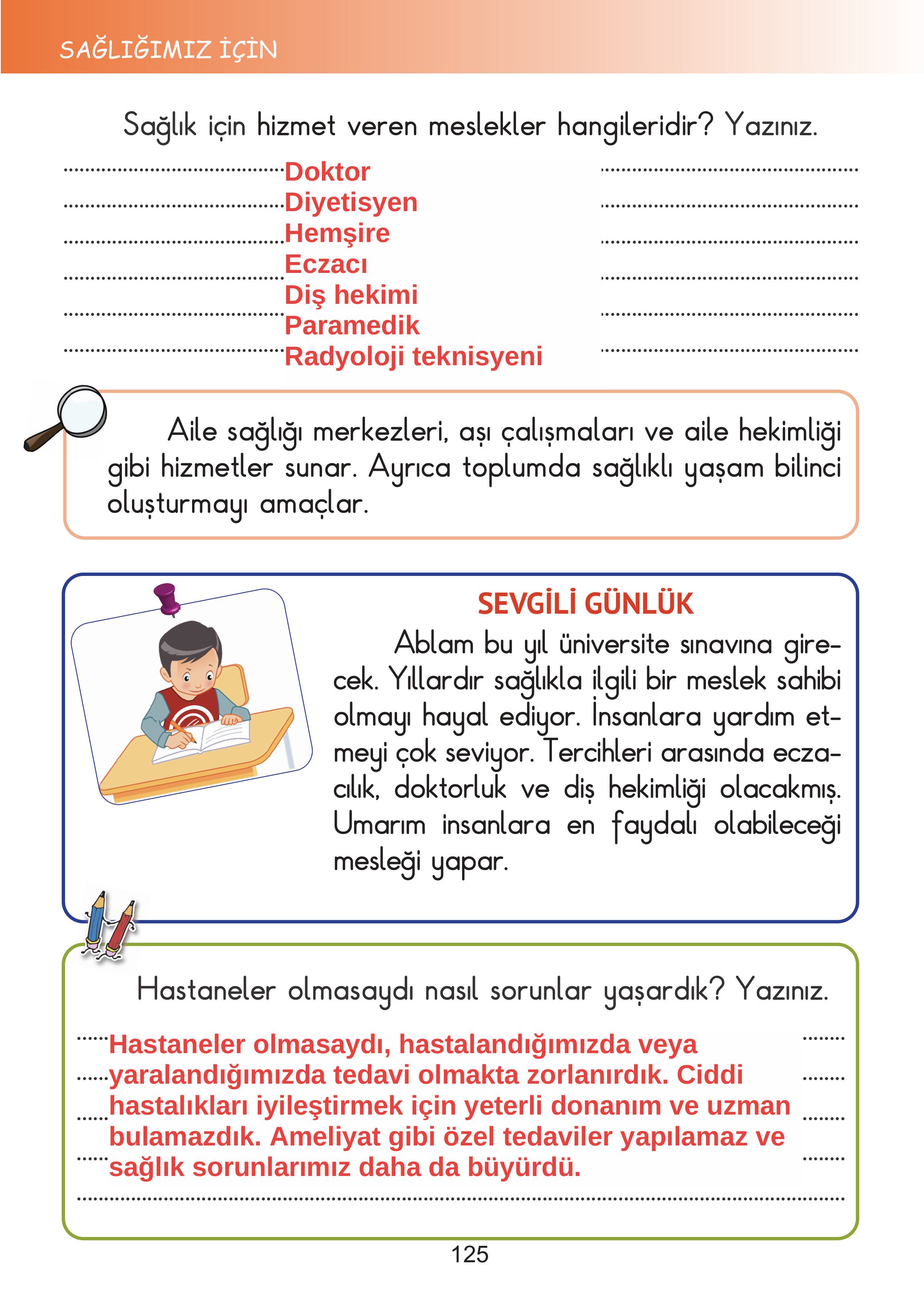 2. Sınıf Meb Yayınları Hayat Bilgisi Ders Kitabı Sayfa 125 Cevapları
