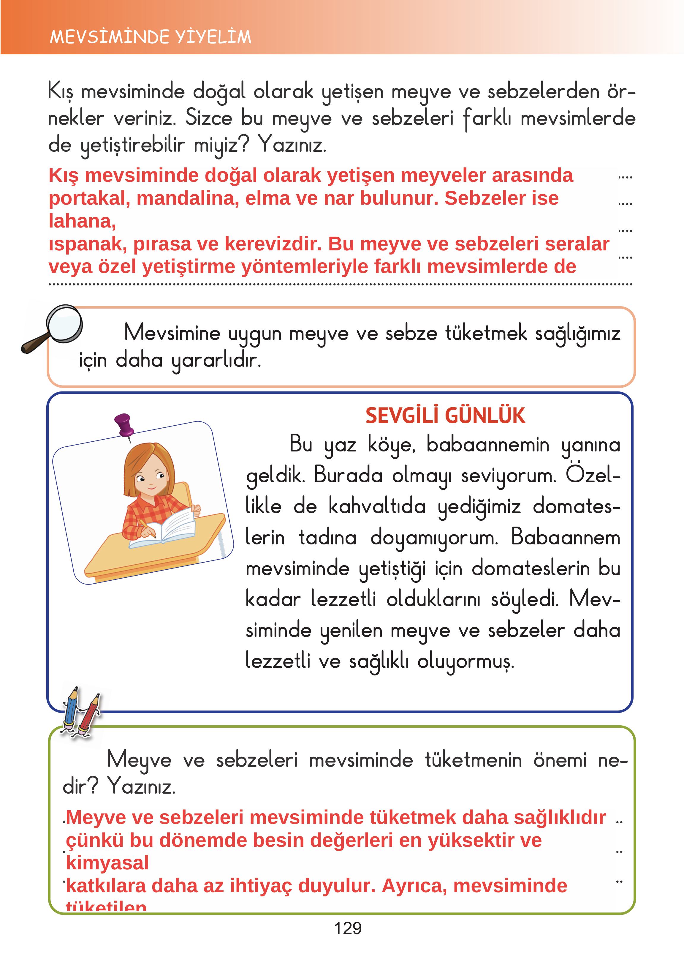 2. Sınıf Meb Yayınları Hayat Bilgisi Ders Kitabı Sayfa 129 Cevapları