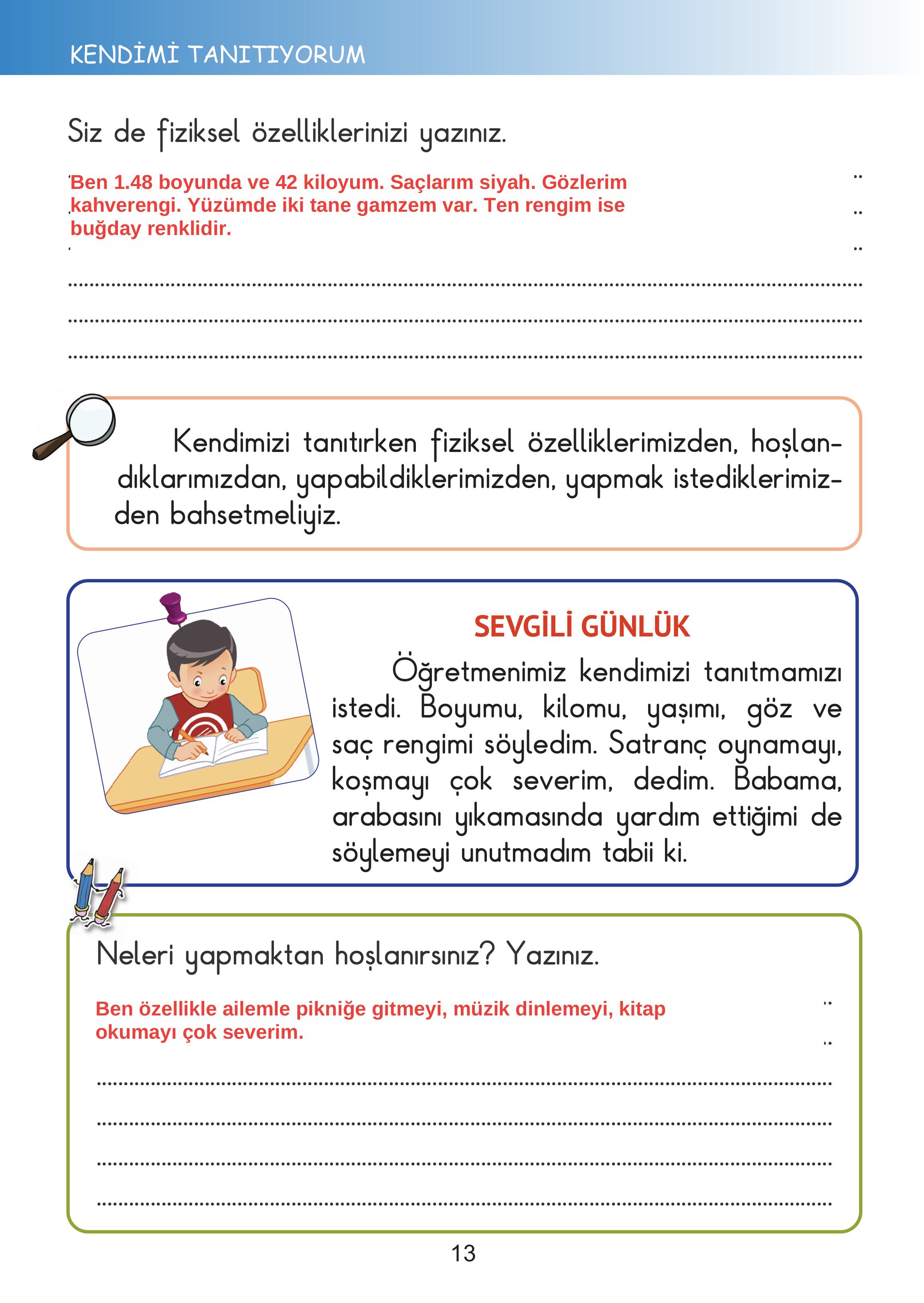 2. Sınıf Meb Yayınları Hayat Bilgisi Ders Kitabı Sayfa 13 Cevapları