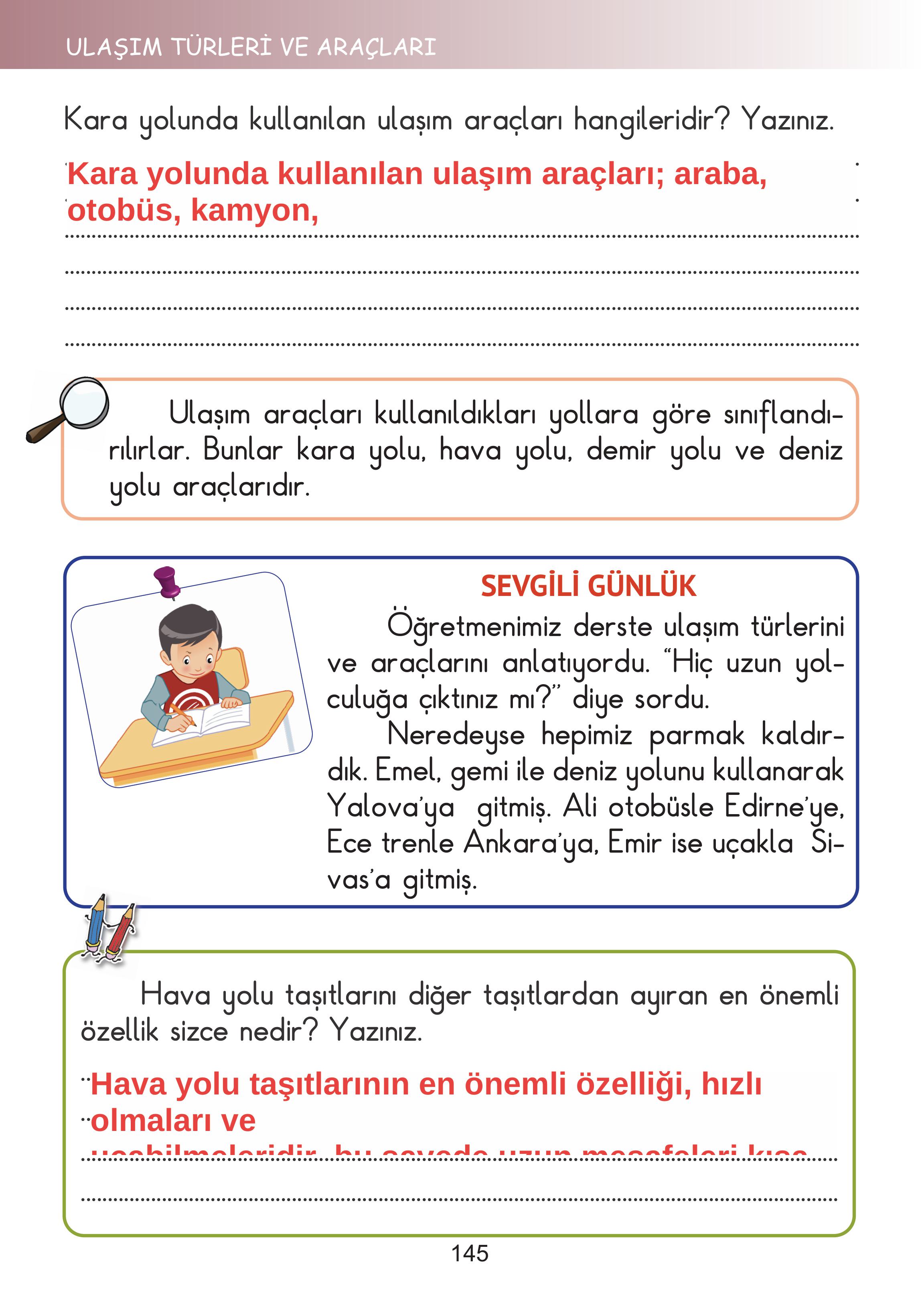 2. Sınıf Meb Yayınları Hayat Bilgisi Ders Kitabı Sayfa 145 Cevapları