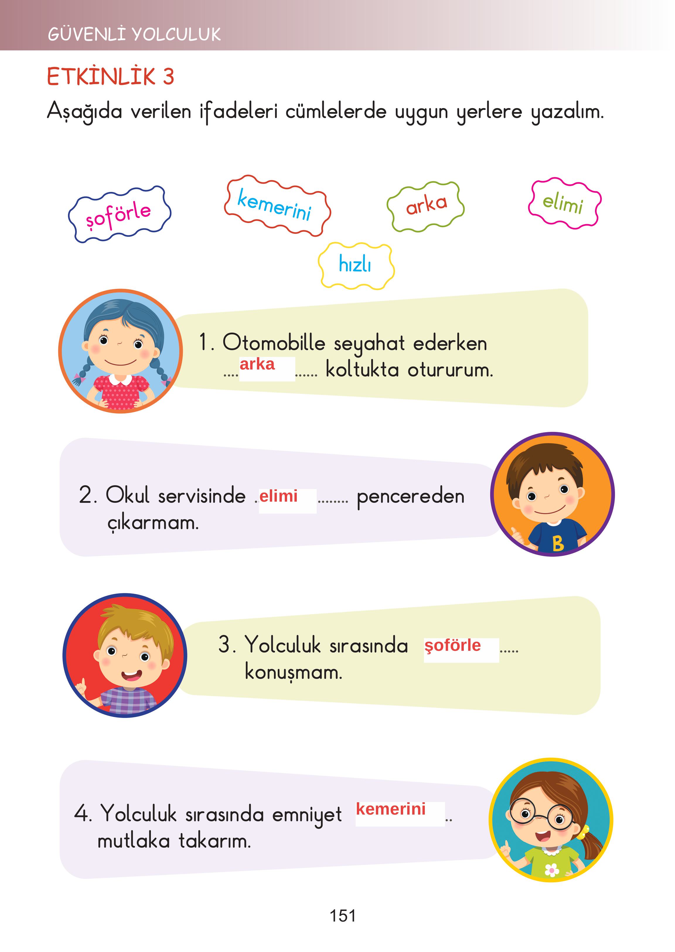 2. Sınıf Meb Yayınları Hayat Bilgisi Ders Kitabı Sayfa 151 Cevapları