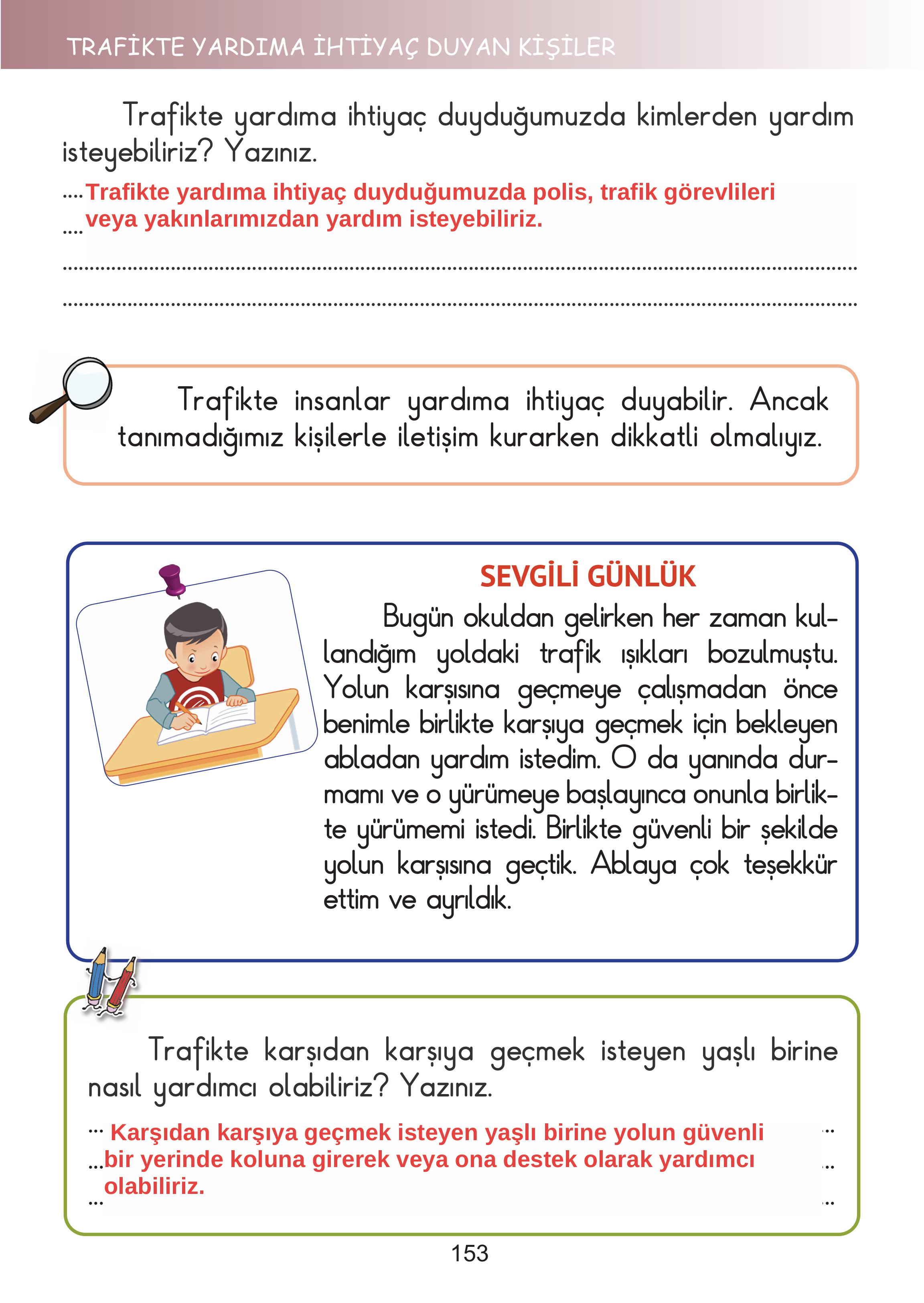 2. Sınıf Meb Yayınları Hayat Bilgisi Ders Kitabı Sayfa 153 Cevapları
