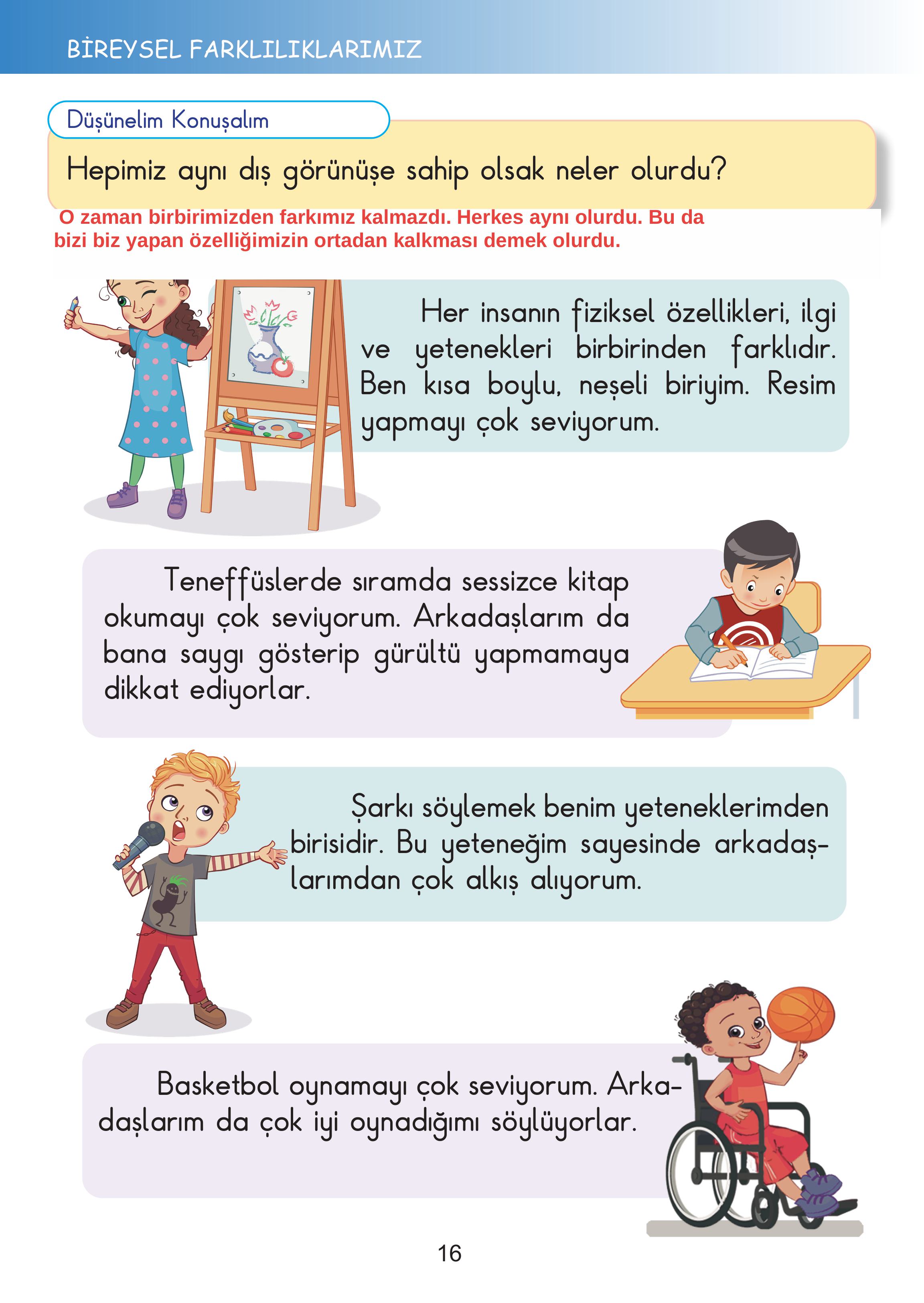 2. Sınıf Meb Yayınları Hayat Bilgisi Ders Kitabı Sayfa 16 Cevapları