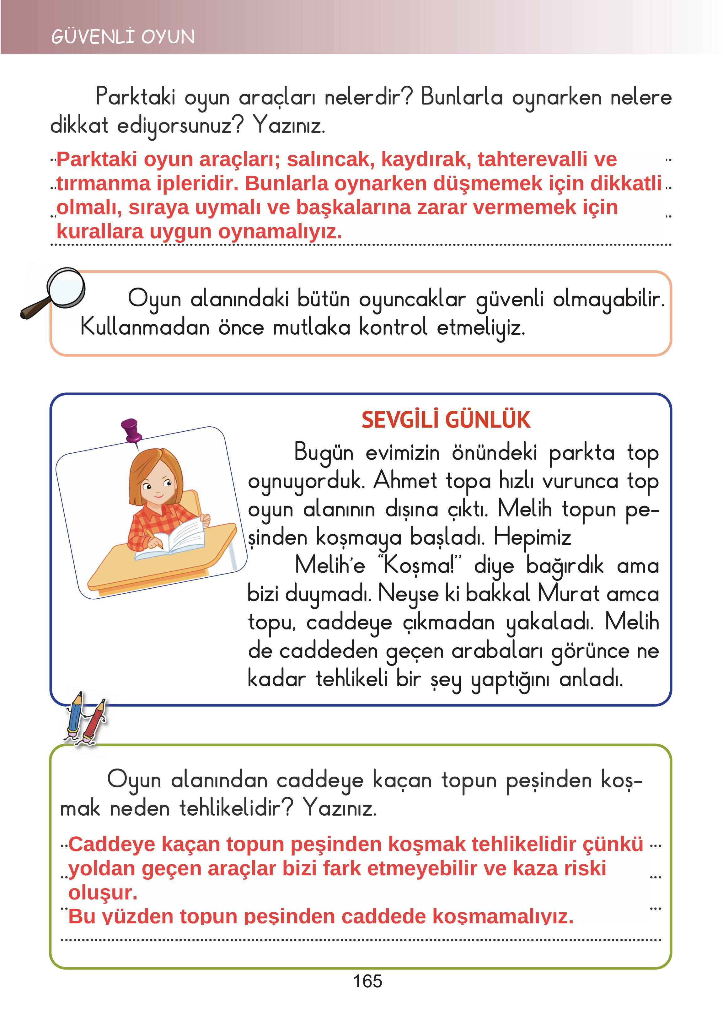 2. Sınıf Meb Yayınları Hayat Bilgisi Ders Kitabı Sayfa 165 Cevapları