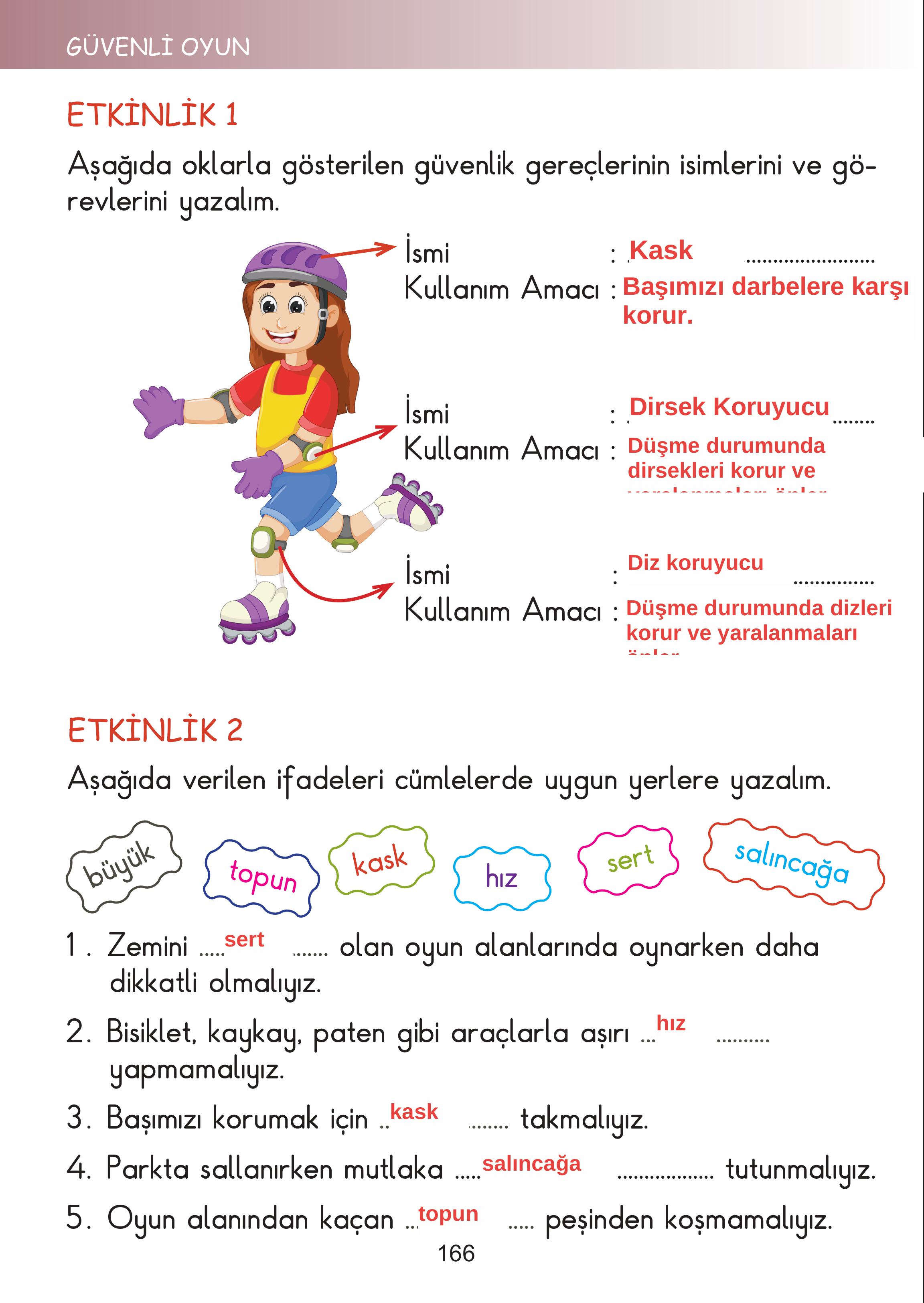 2. Sınıf Meb Yayınları Hayat Bilgisi Ders Kitabı Sayfa 166 Cevapları