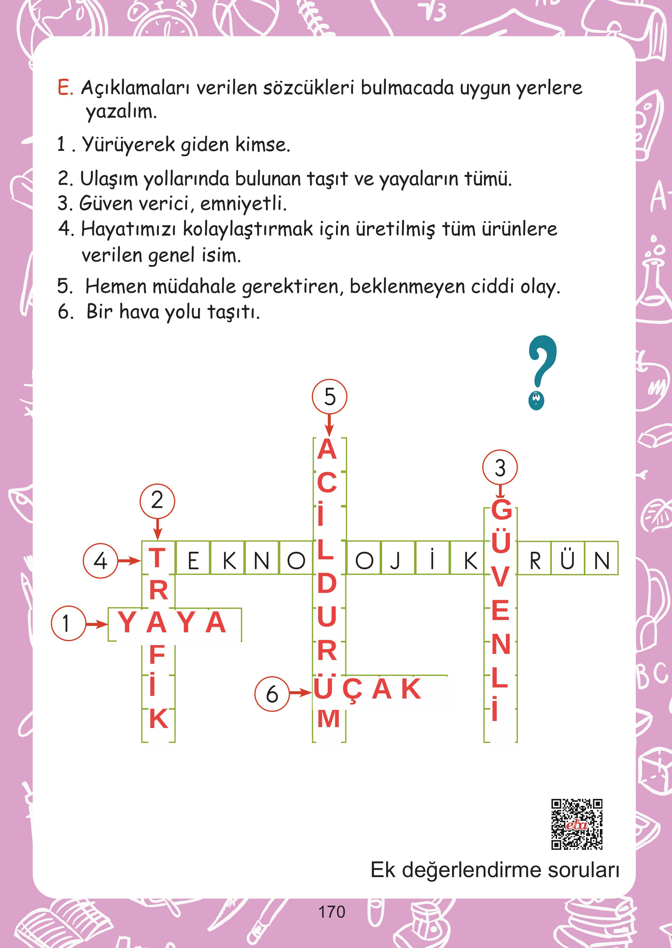 2. Sınıf Meb Yayınları Hayat Bilgisi Ders Kitabı Sayfa 170 Cevapları