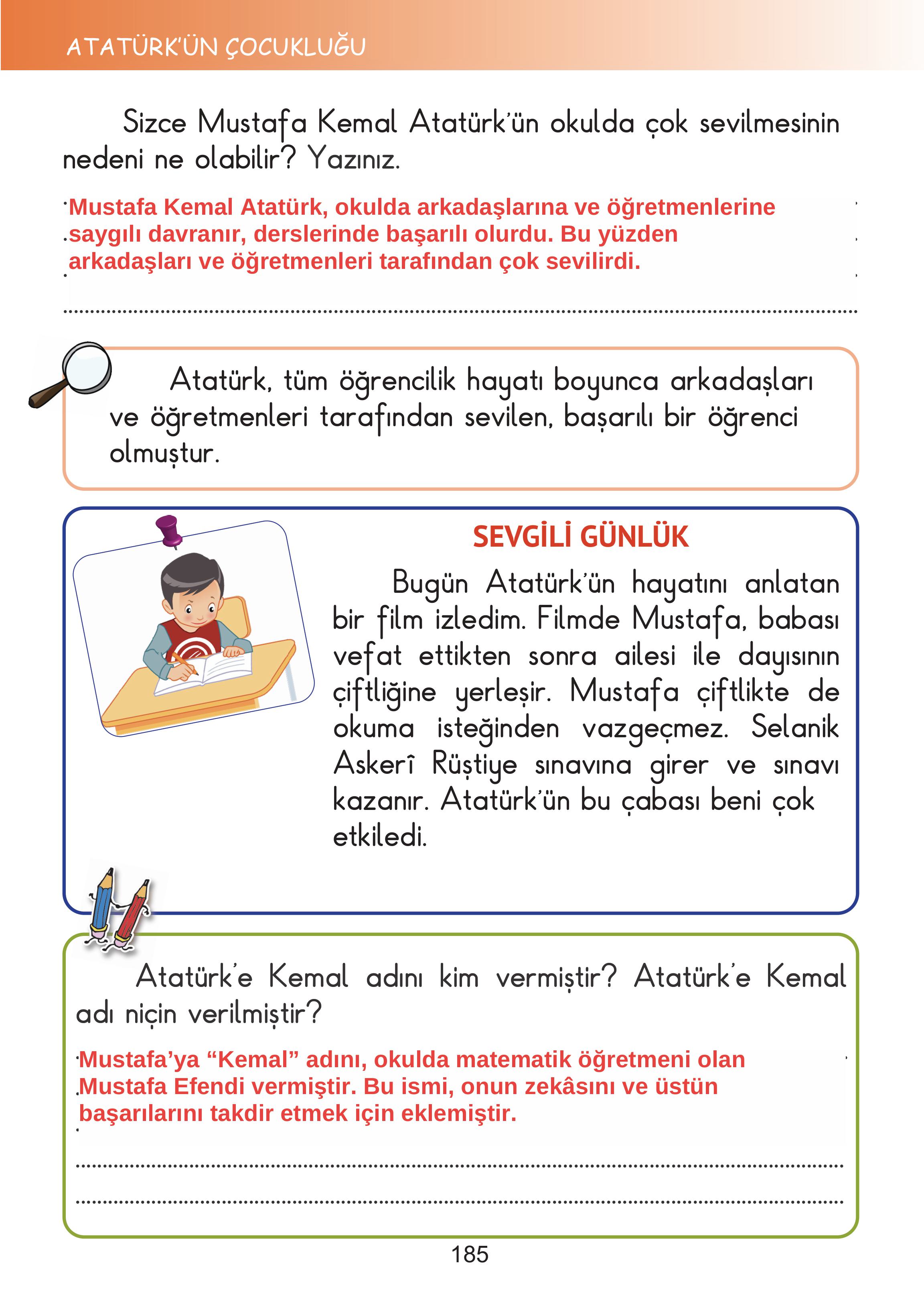 2. Sınıf Meb Yayınları Hayat Bilgisi Ders Kitabı Sayfa 185 Cevapları