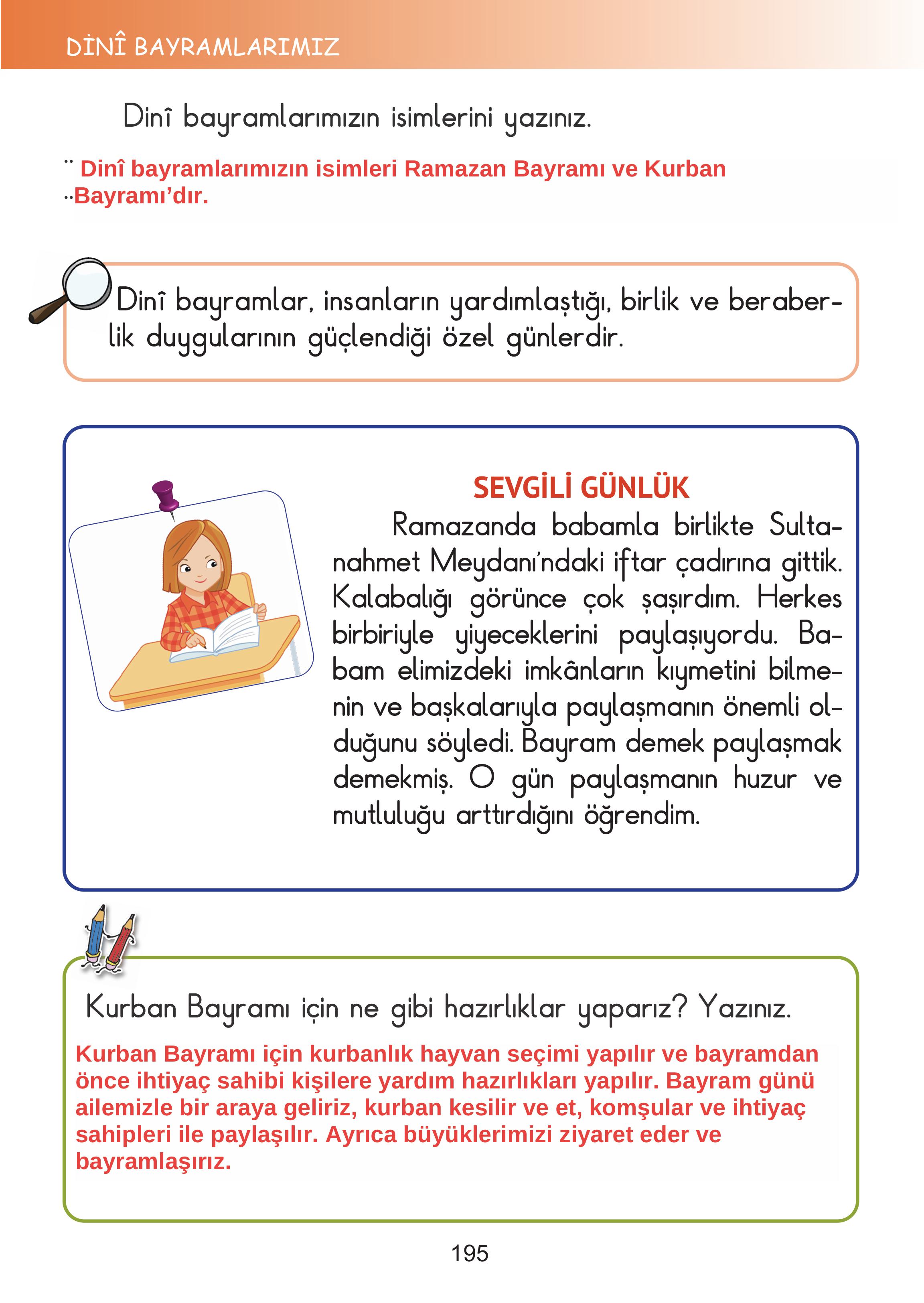 2. Sınıf Meb Yayınları Hayat Bilgisi Ders Kitabı Sayfa 195 Cevapları