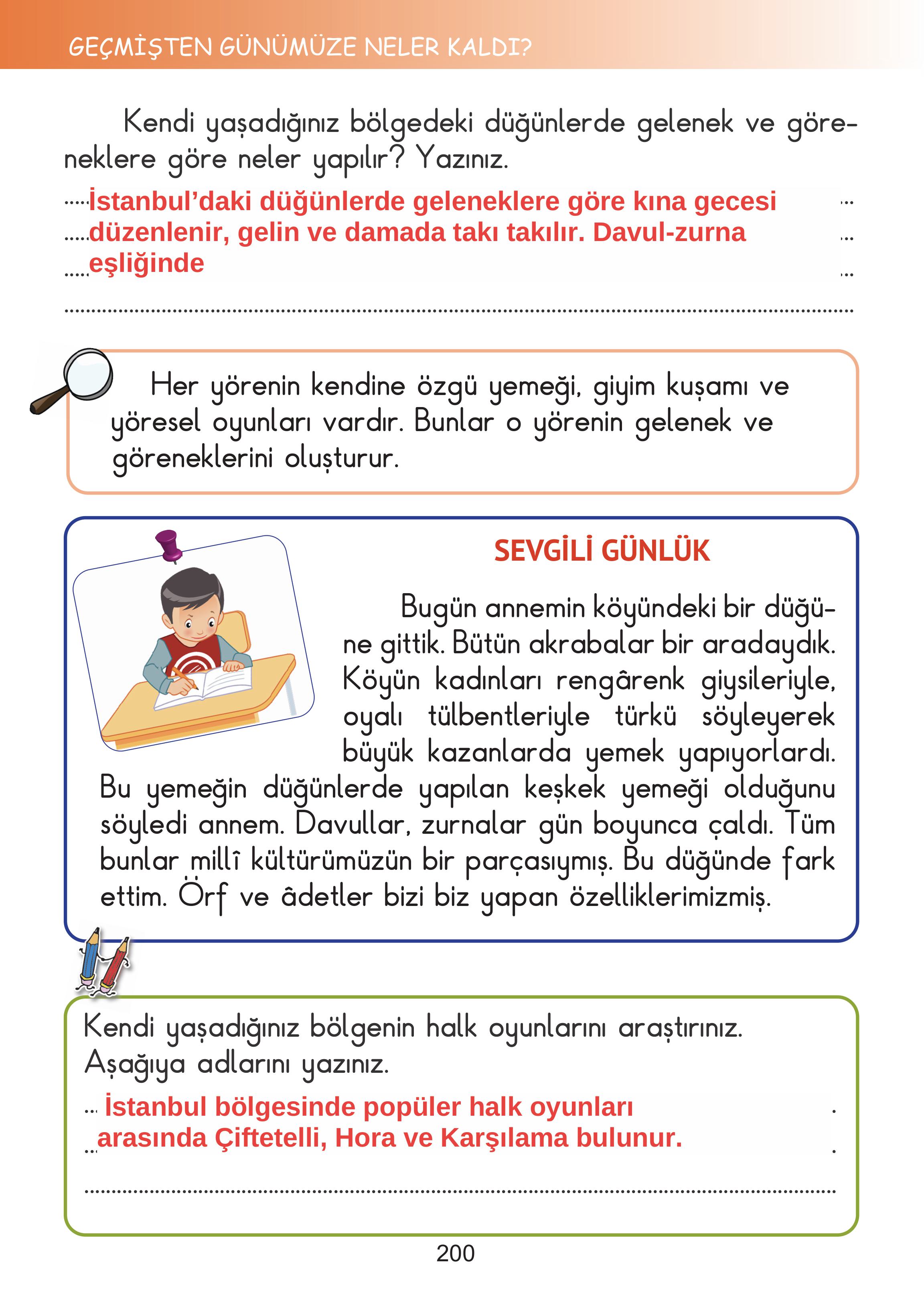 2. Sınıf Meb Yayınları Hayat Bilgisi Ders Kitabı Sayfa 200 Cevapları
