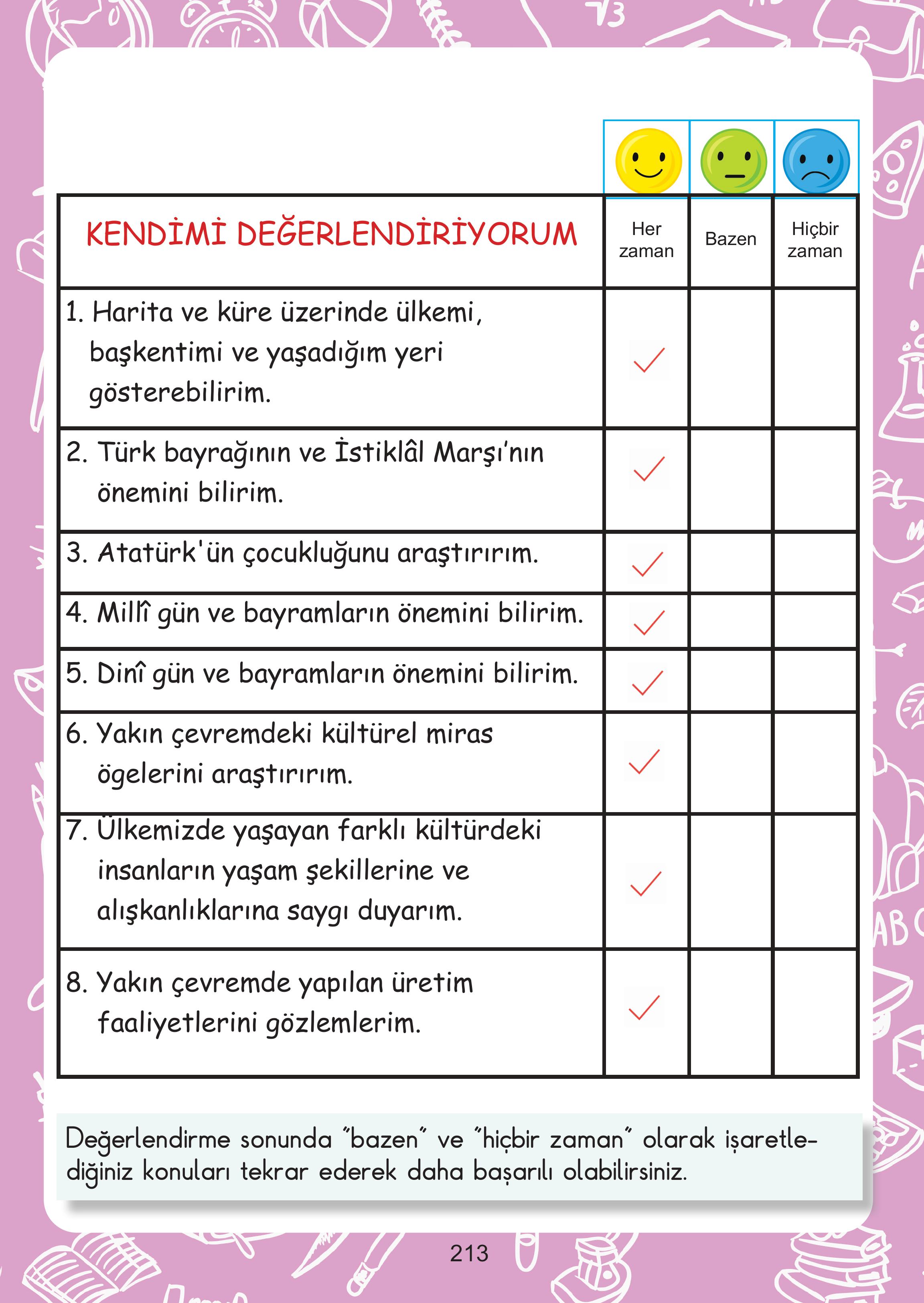 2. Sınıf Meb Yayınları Hayat Bilgisi Ders Kitabı Sayfa 213 Cevapları