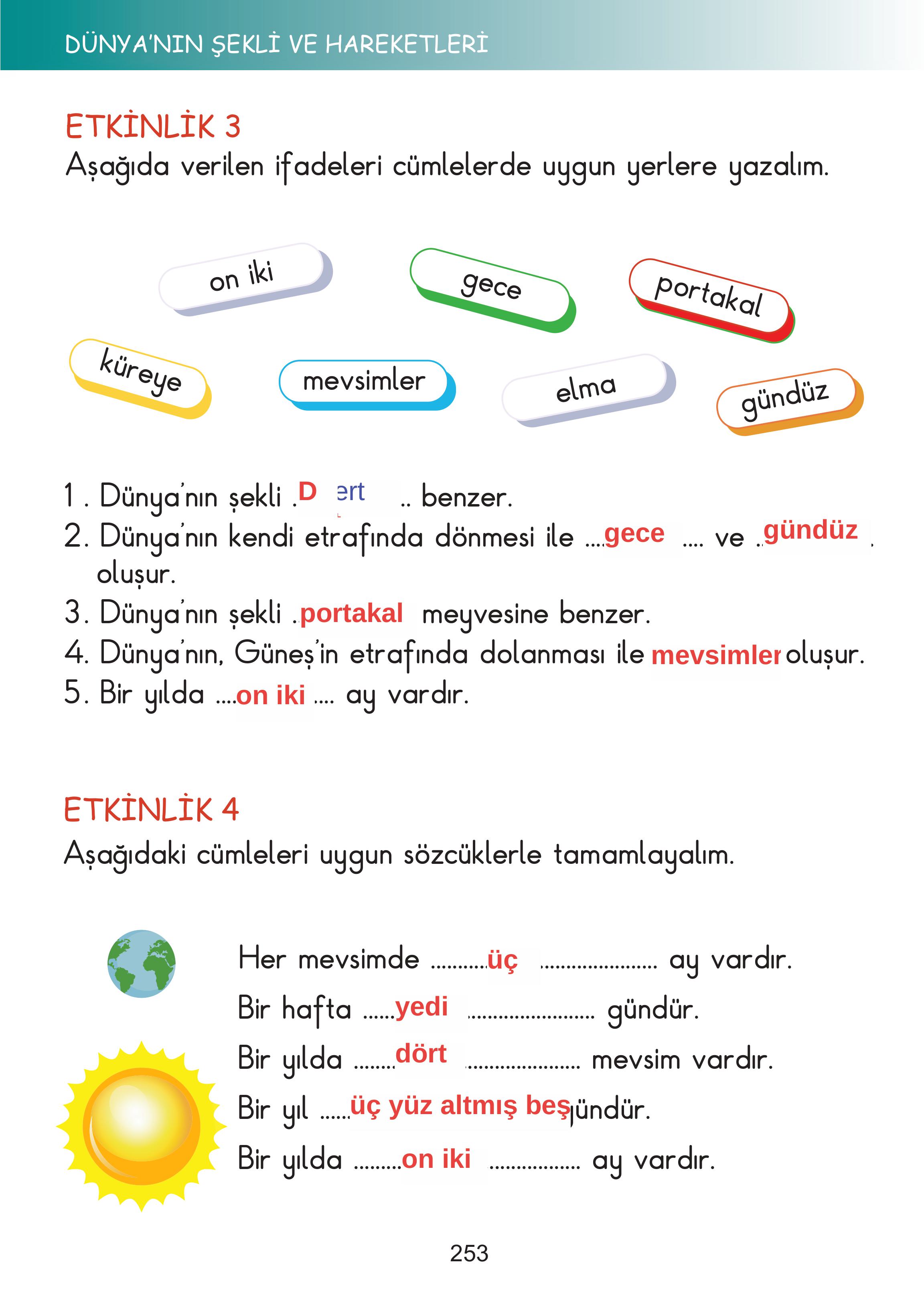 2. Sınıf Meb Yayınları Hayat Bilgisi Ders Kitabı Sayfa 253 Cevapları