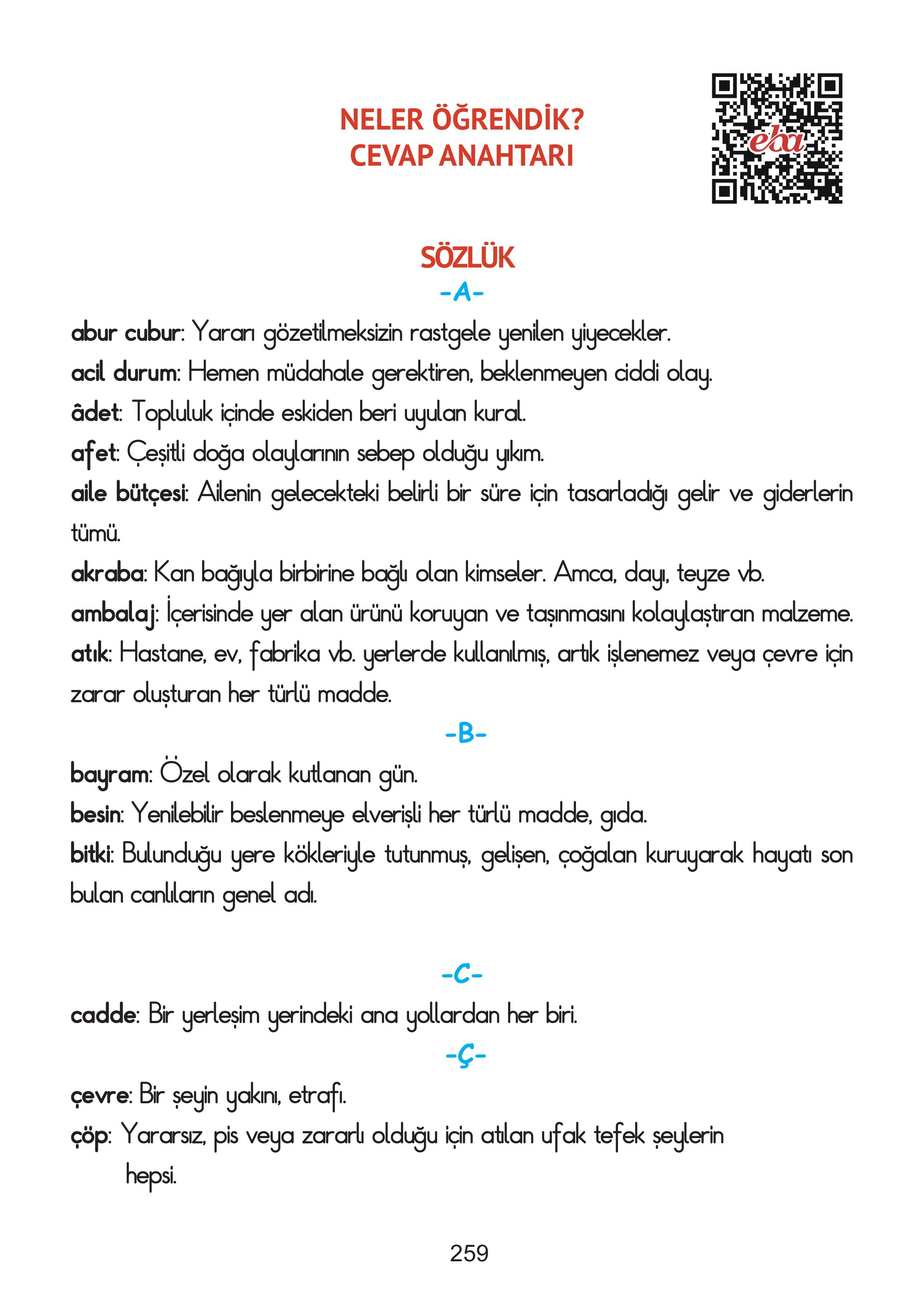 2. Sınıf Meb Yayınları Hayat Bilgisi Ders Kitabı Sayfa 259 Cevapları
