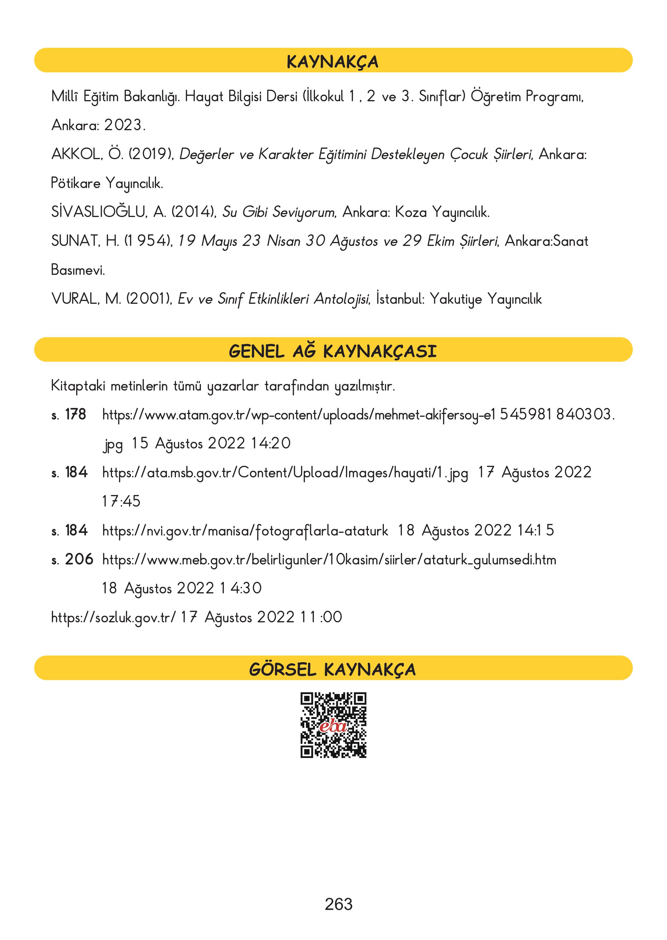 2. Sınıf Meb Yayınları Hayat Bilgisi Ders Kitabı Sayfa 263 Cevapları