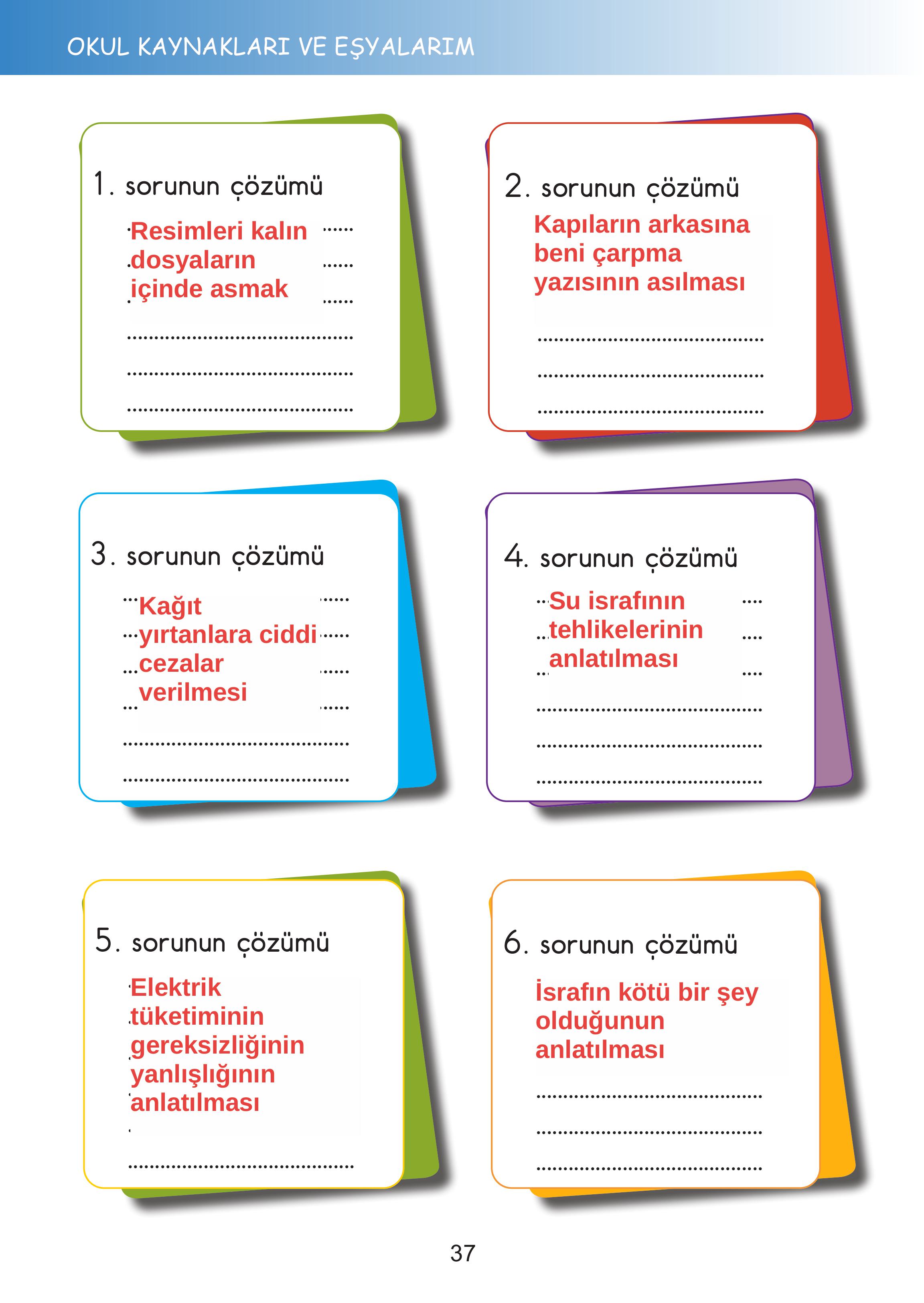 2. Sınıf Meb Yayınları Hayat Bilgisi Ders Kitabı Sayfa 37 Cevapları