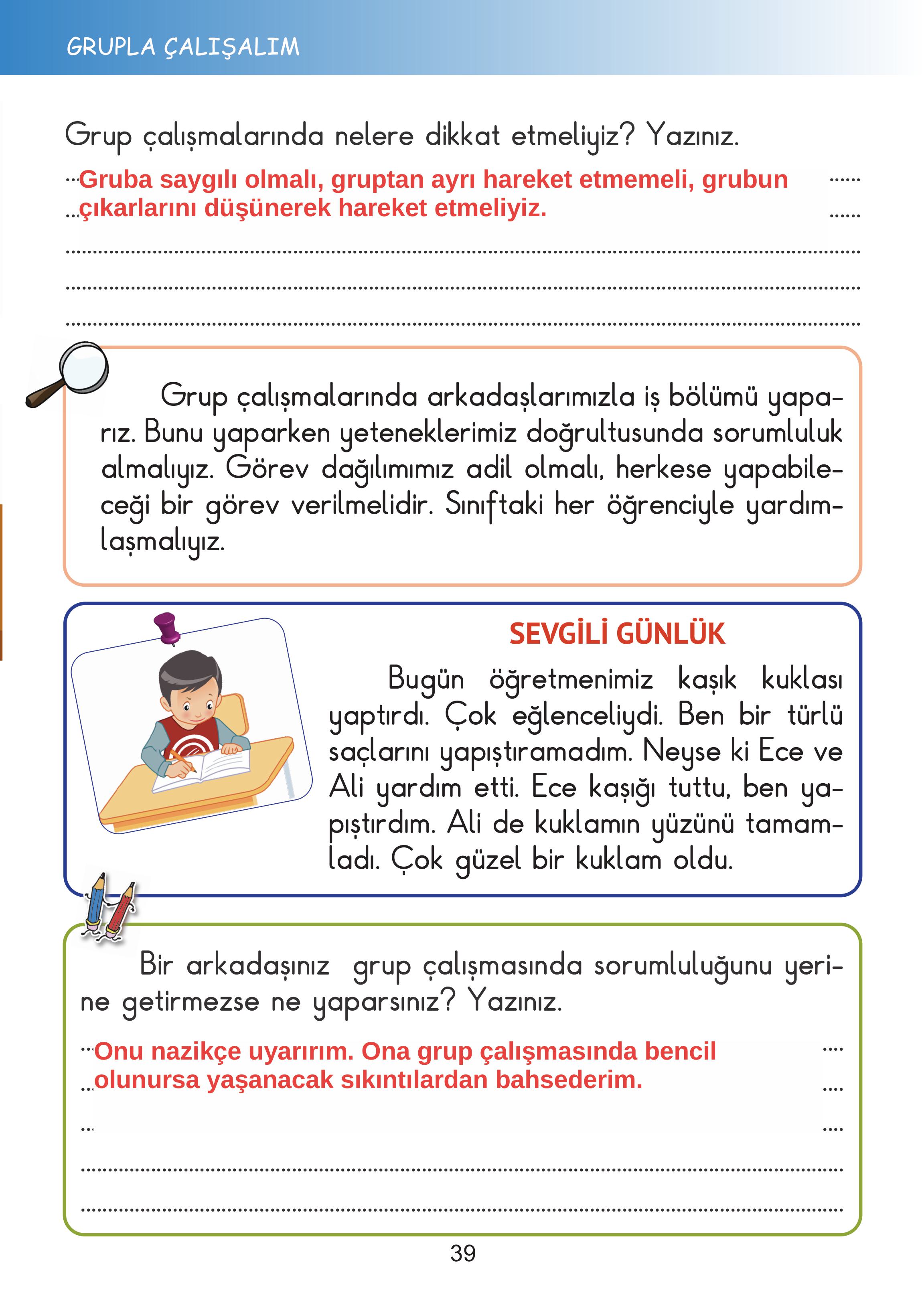2. Sınıf Meb Yayınları Hayat Bilgisi Ders Kitabı Sayfa 39 Cevapları
