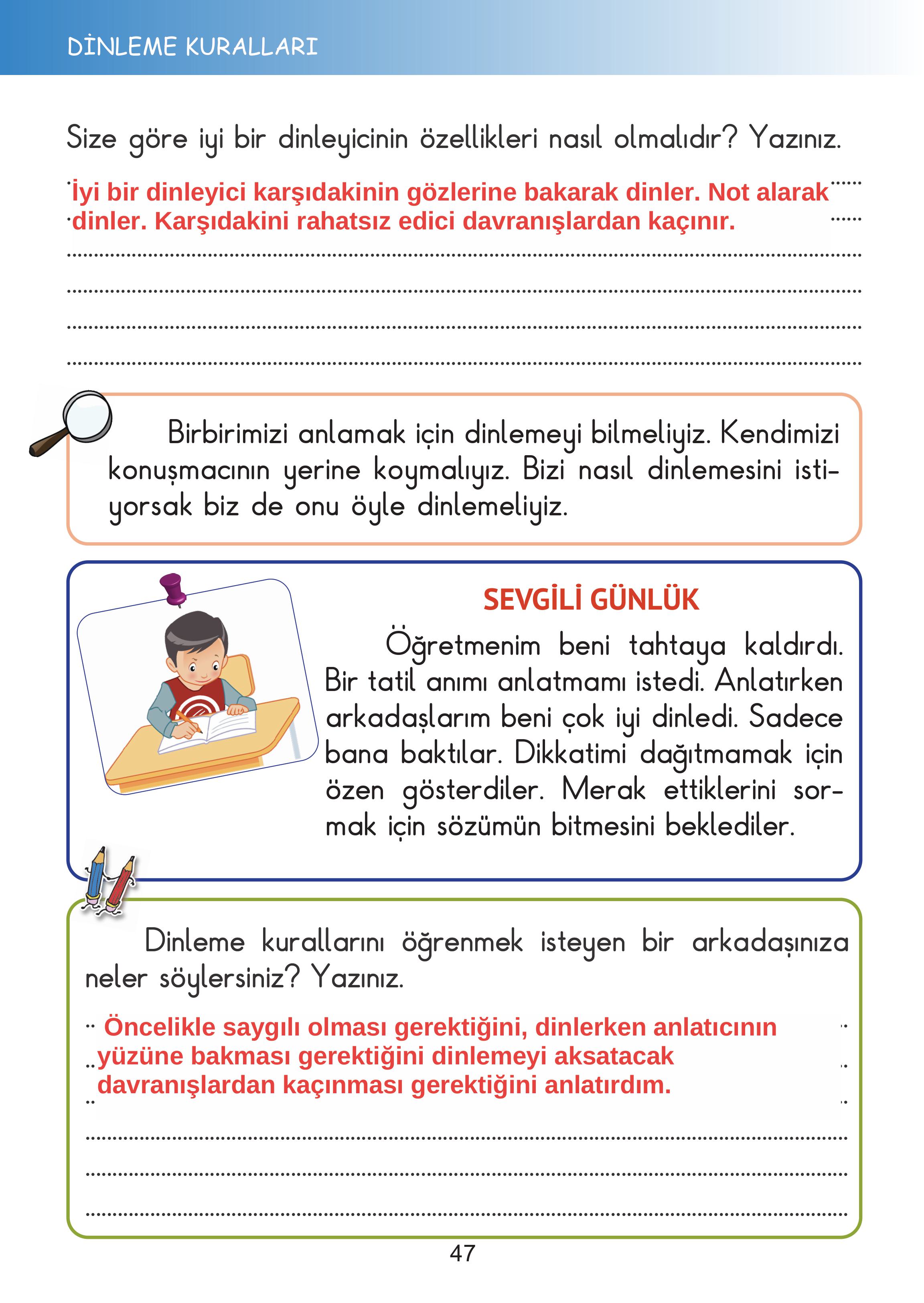2. Sınıf Meb Yayınları Hayat Bilgisi Ders Kitabı Sayfa 47 Cevapları