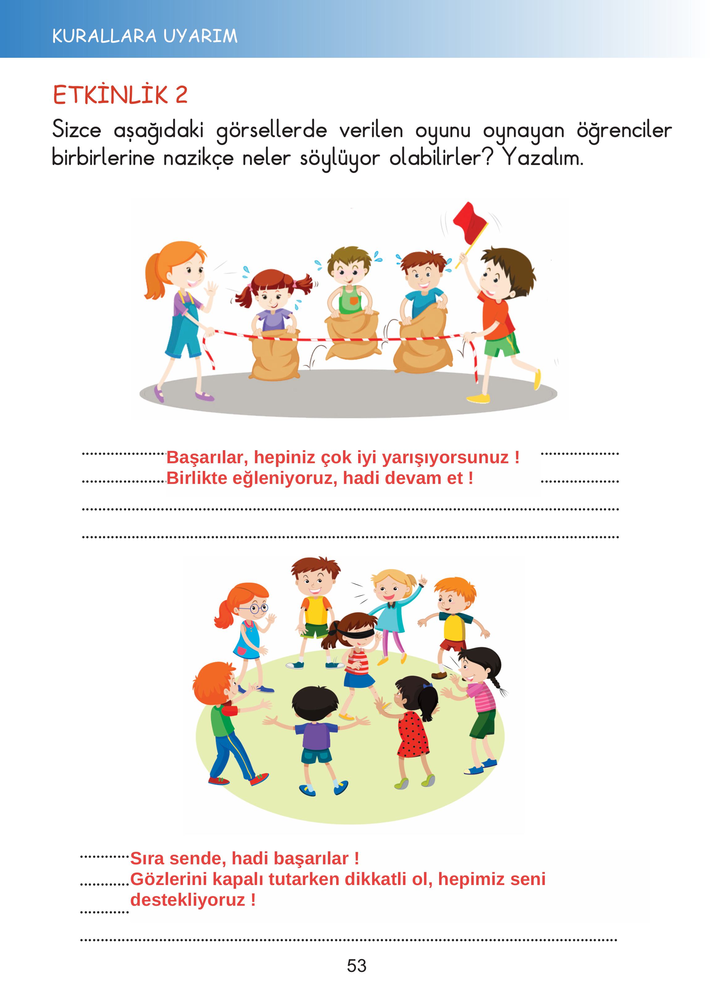 2. Sınıf Meb Yayınları Hayat Bilgisi Ders Kitabı Sayfa 53 Cevapları