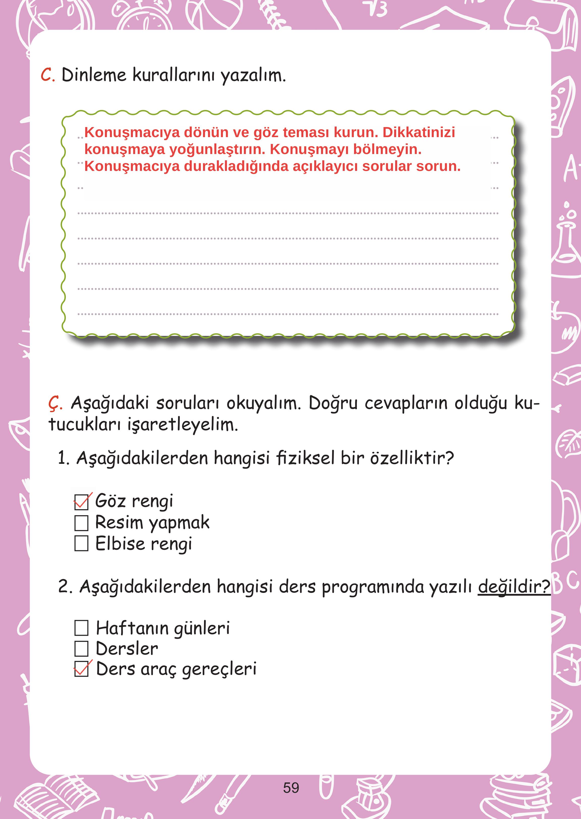 2. Sınıf Meb Yayınları Hayat Bilgisi Ders Kitabı Sayfa 59 Cevapları 2. Sınıf Meb Yayınları Hayat Bilgisi Ders Kitabı Sayfa 59 Cevapları