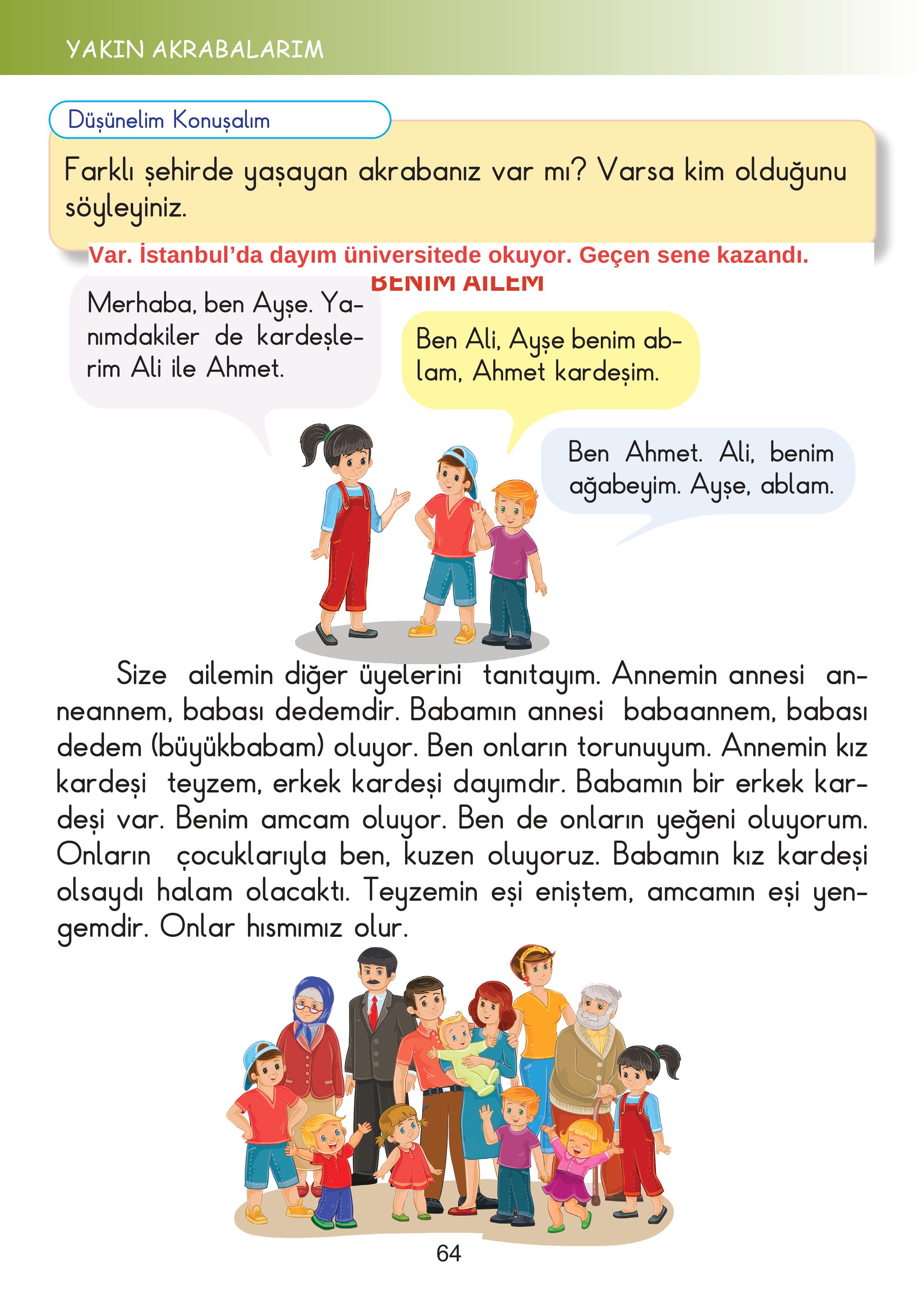 2. Sınıf Meb Yayınları Hayat Bilgisi Ders Kitabı Sayfa 64 Cevapları