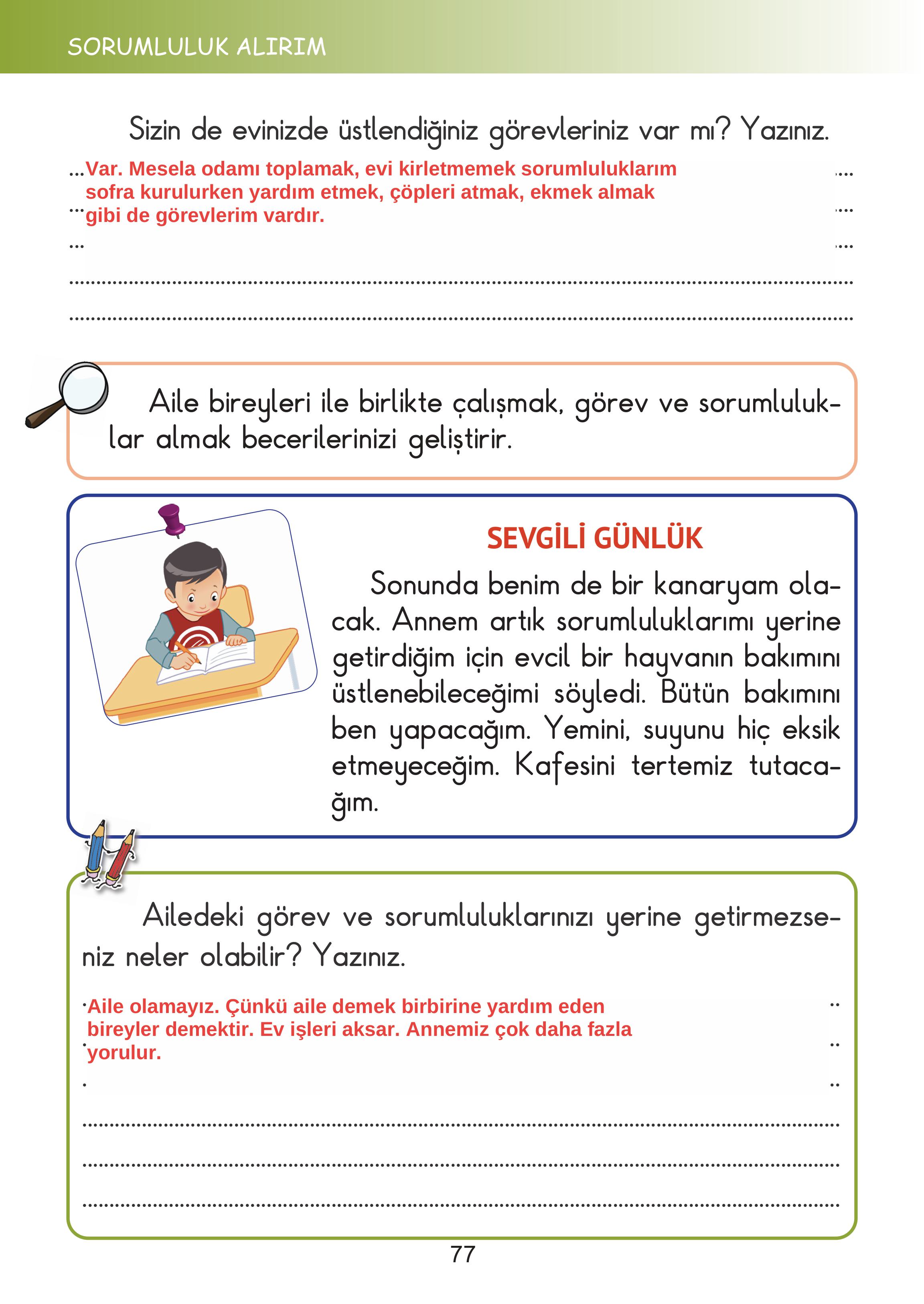 2. Sınıf Meb Yayınları Hayat Bilgisi Ders Kitabı Sayfa 77 Cevapları
