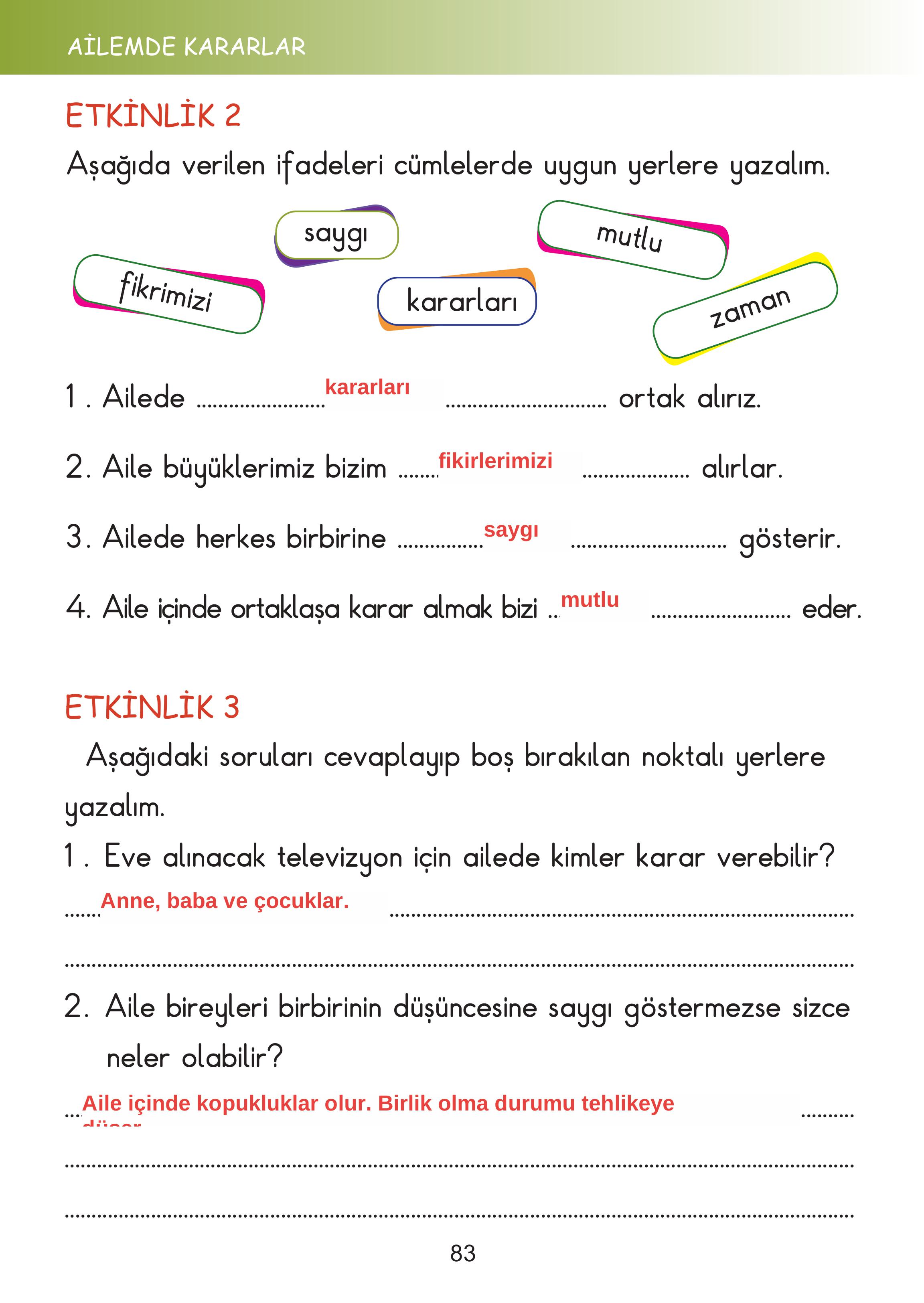 2. Sınıf Meb Yayınları Hayat Bilgisi Ders Kitabı Sayfa 83 Cevapları 2. Sınıf Meb Yayınları Hayat Bilgisi Ders Kitabı Sayfa 83 Cevapları