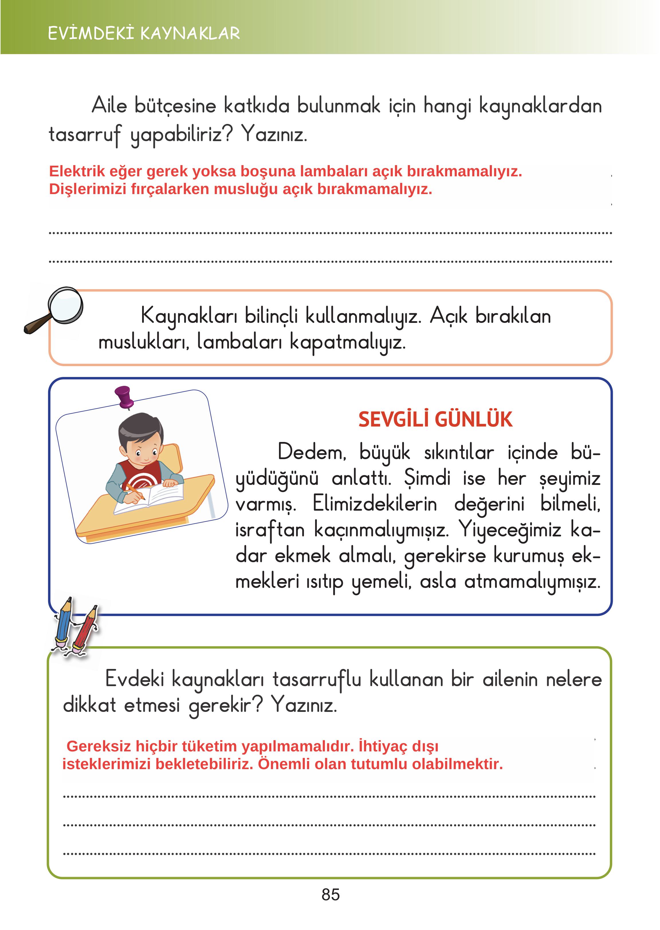 2. Sınıf Meb Yayınları Hayat Bilgisi Ders Kitabı Sayfa 85 Cevapları