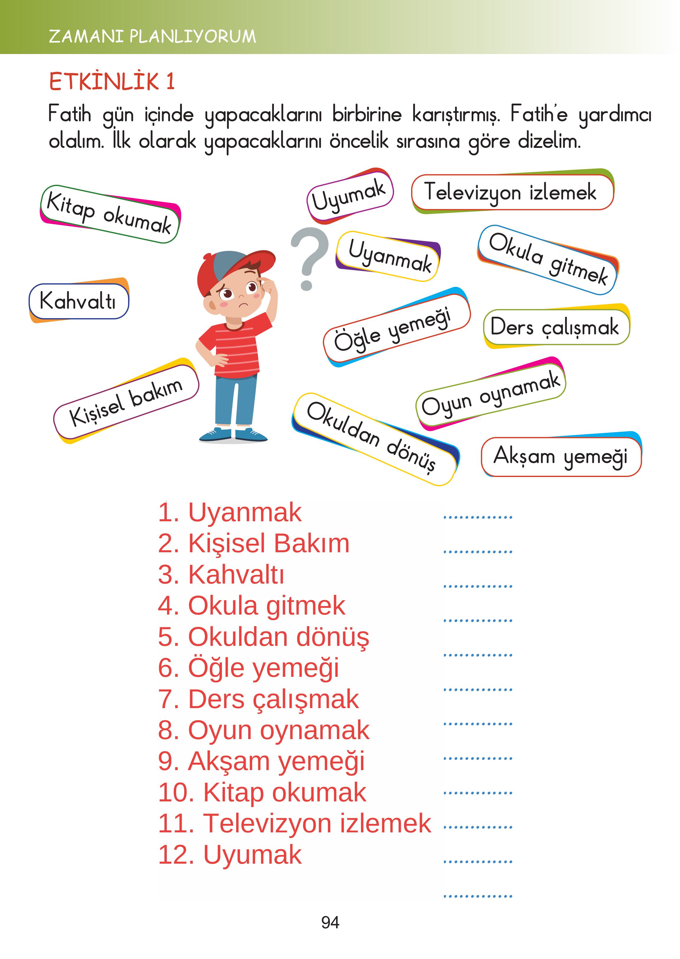 2. Sınıf Meb Yayınları Hayat Bilgisi Ders Kitabı Sayfa 94 Cevapları