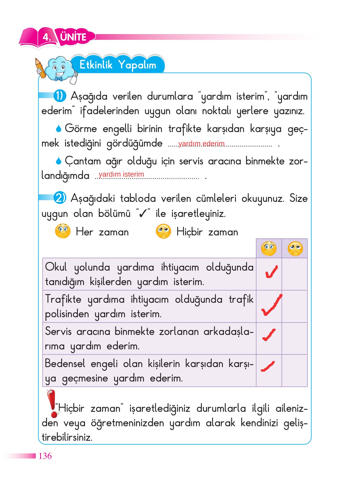 2. Sınıf Sdr Yayıncılık Hayat Bilgisi Ders Kitabı Sayfa 137 Cevapları