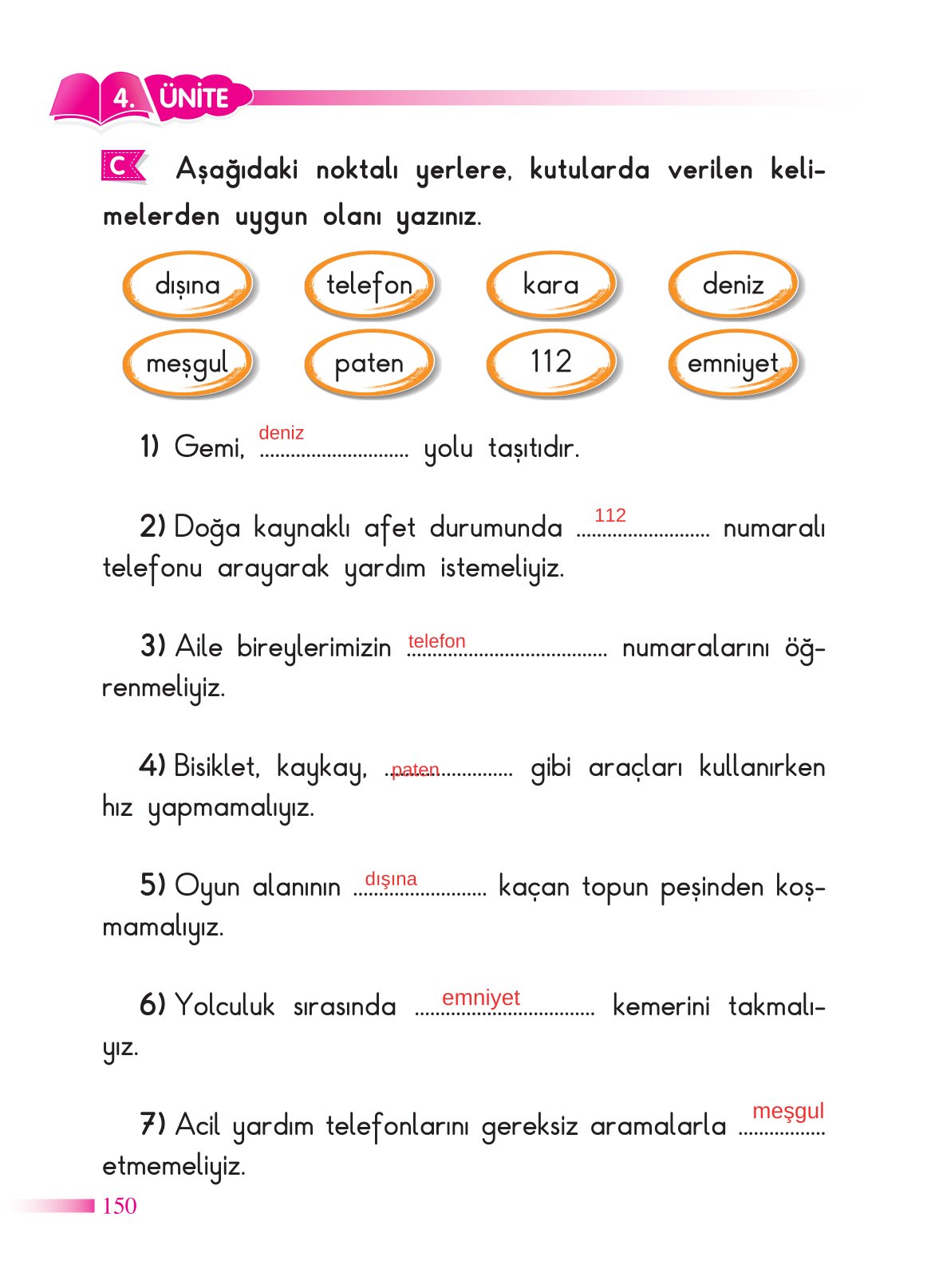 2. Sınıf Sdr Yayıncılık Hayat Bilgisi Ders Kitabı Sayfa 151 Cevapları