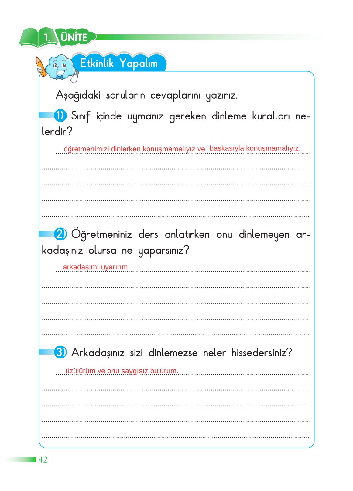 2. Sınıf Sdr Yayıncılık Hayat Bilgisi Ders Kitabı Sayfa 43 Cevapları