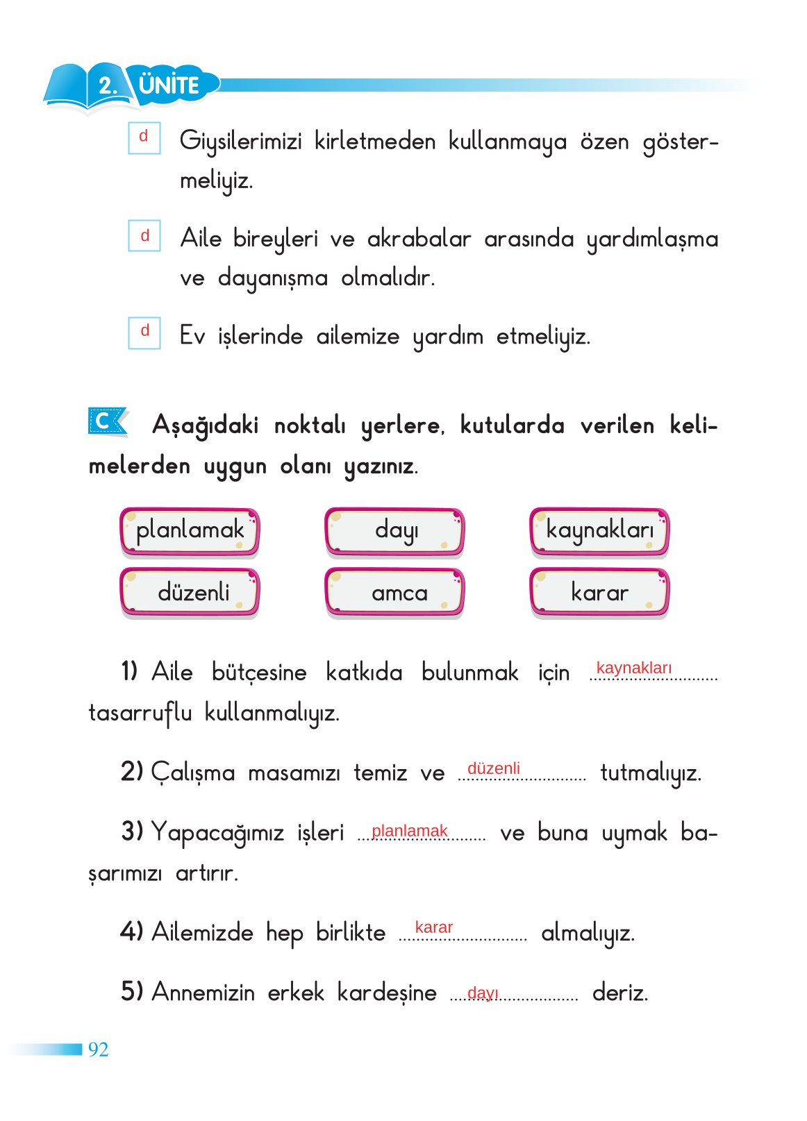 2. Sınıf Sdr Yayıncılık Hayat Bilgisi Ders Kitabı Sayfa 93 Cevapları