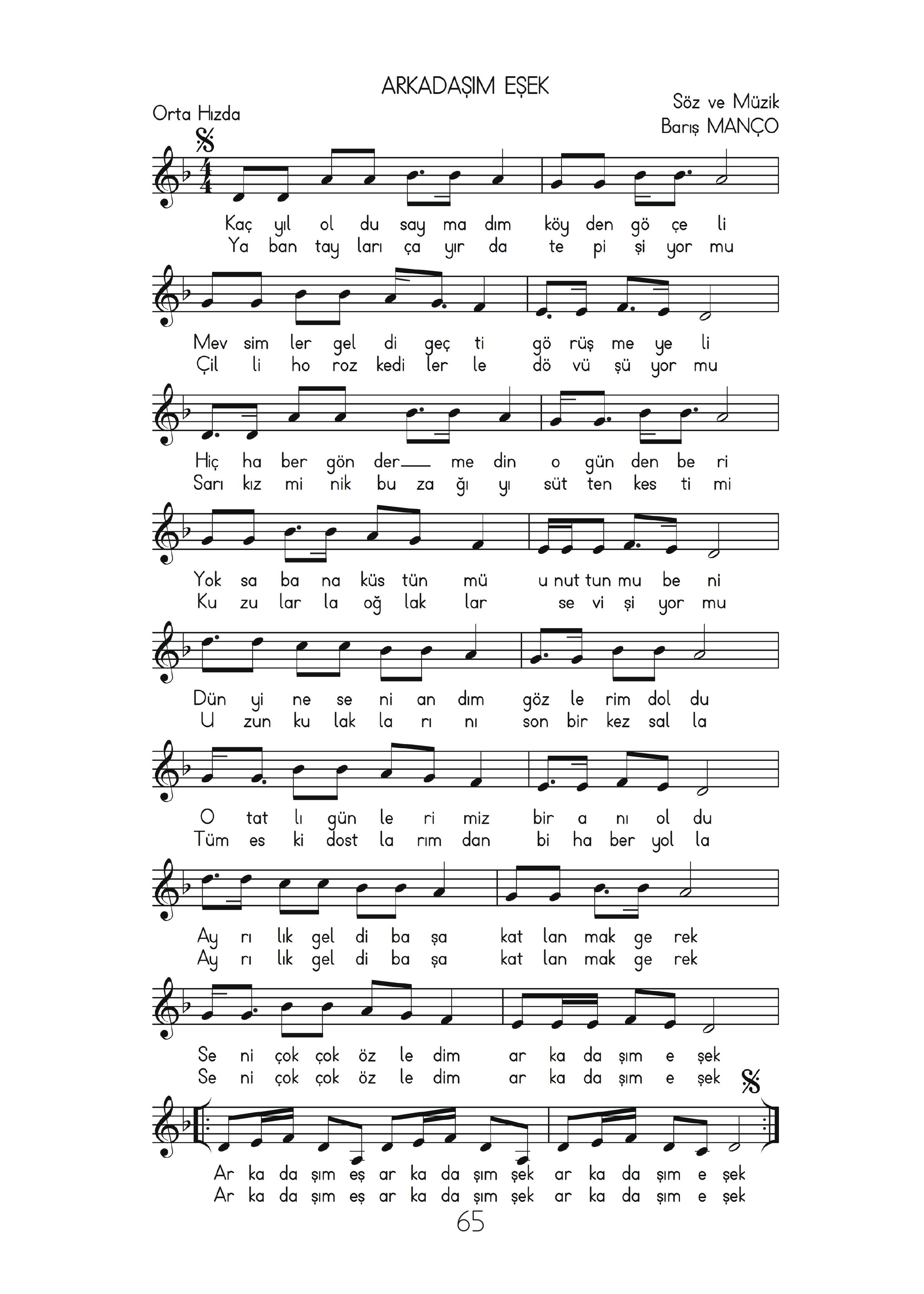 3. Sınıf Hecce Yayıncılık Müzik Ders Kitabı Sayfa 65 Cevapları