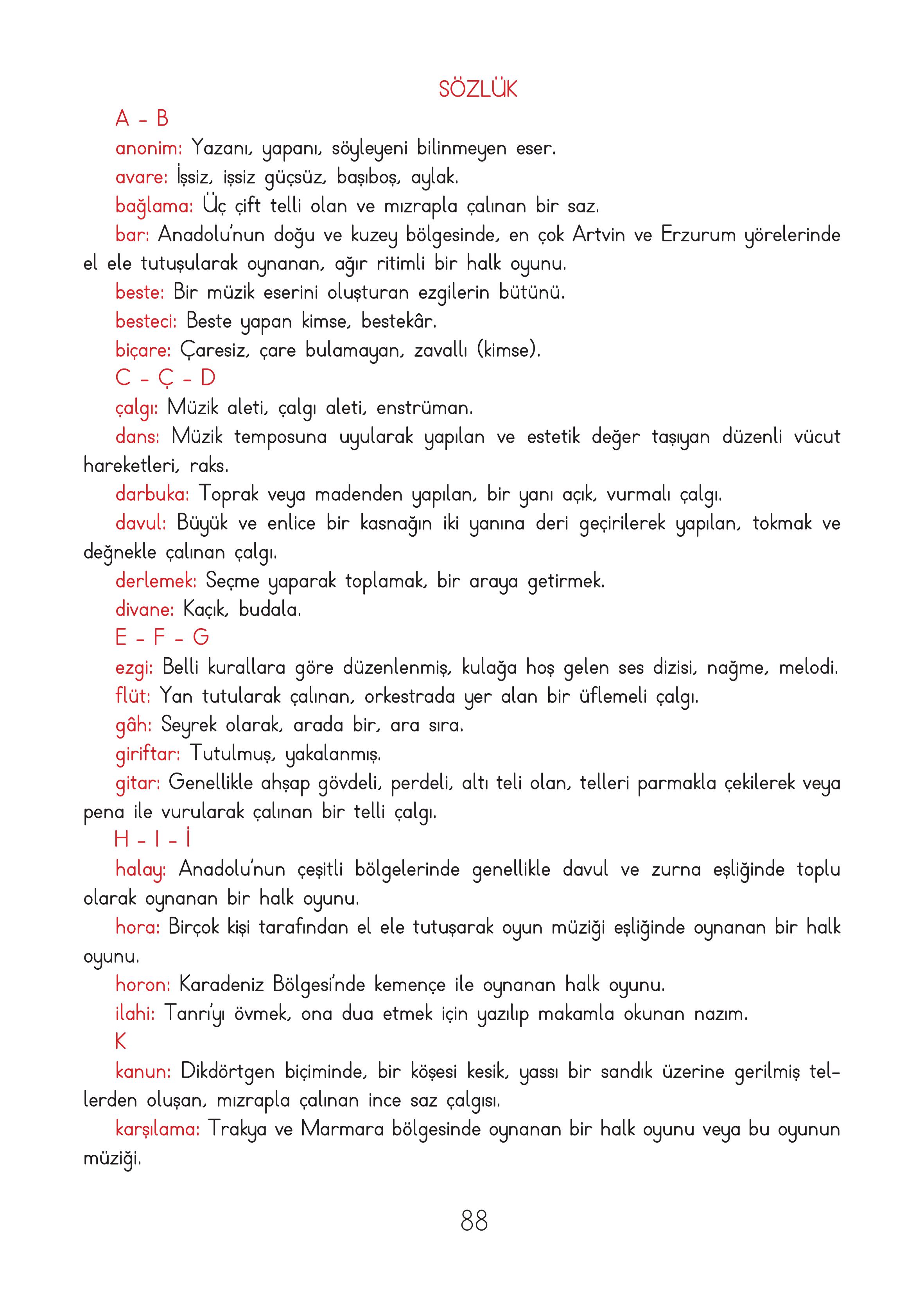 3. Sınıf Hecce Yayıncılık Müzik Ders Kitabı Sayfa 88 Cevapları