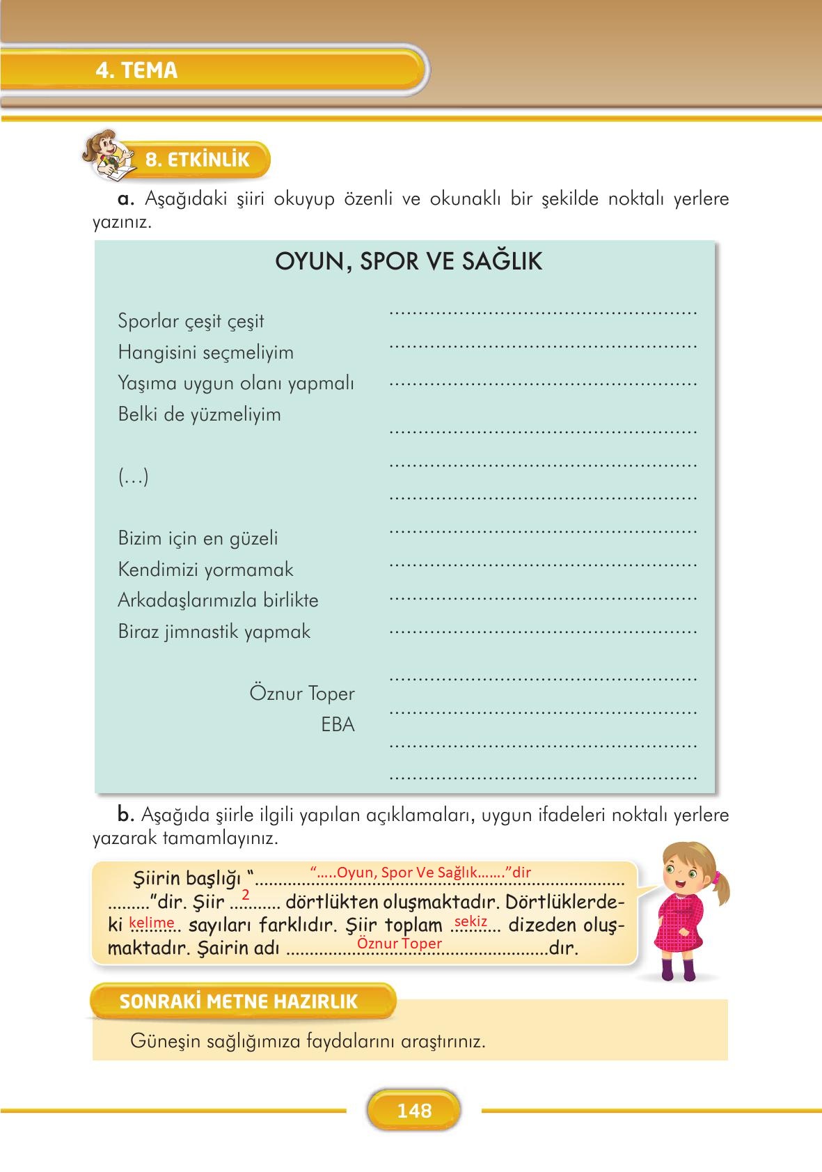 3. Sınıf İlke Yayınları Türkçe Ders Kitabı Sayfa 148 Cevapları 3. Sınıf İlke Yayınları Türkçe Ders Kitabı Sayfa 148 Cevapları