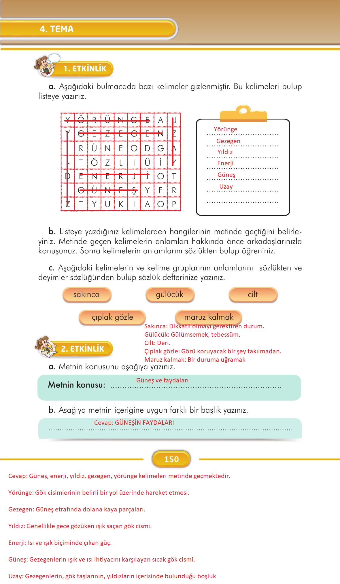 3. Sınıf İlke Yayınları Türkçe Ders Kitabı Sayfa 150 Cevapları 3. Sınıf İlke Yayınları Türkçe Ders Kitabı Sayfa 150 Cevapları