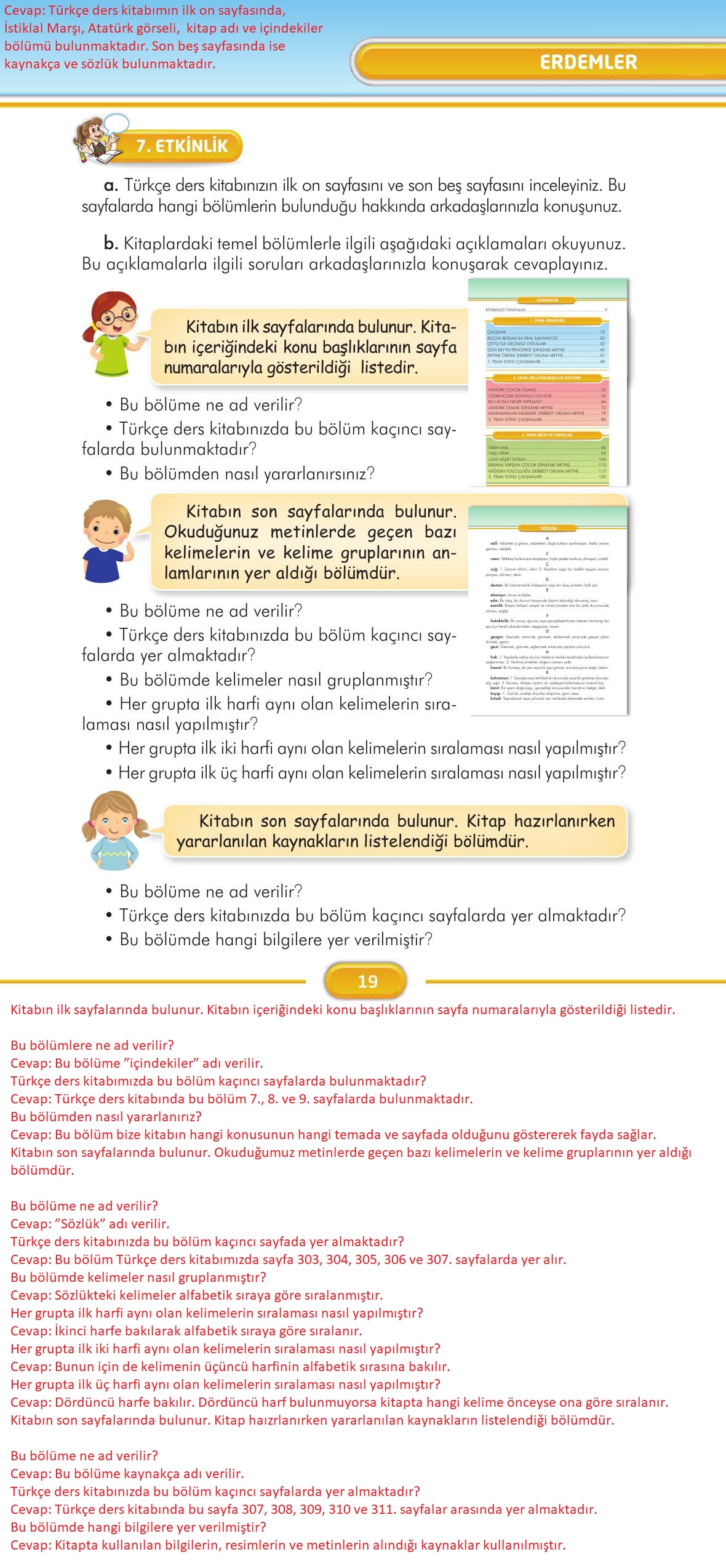 3. Sınıf İlke Yayınları Türkçe Ders Kitabı Sayfa 19 Cevapları