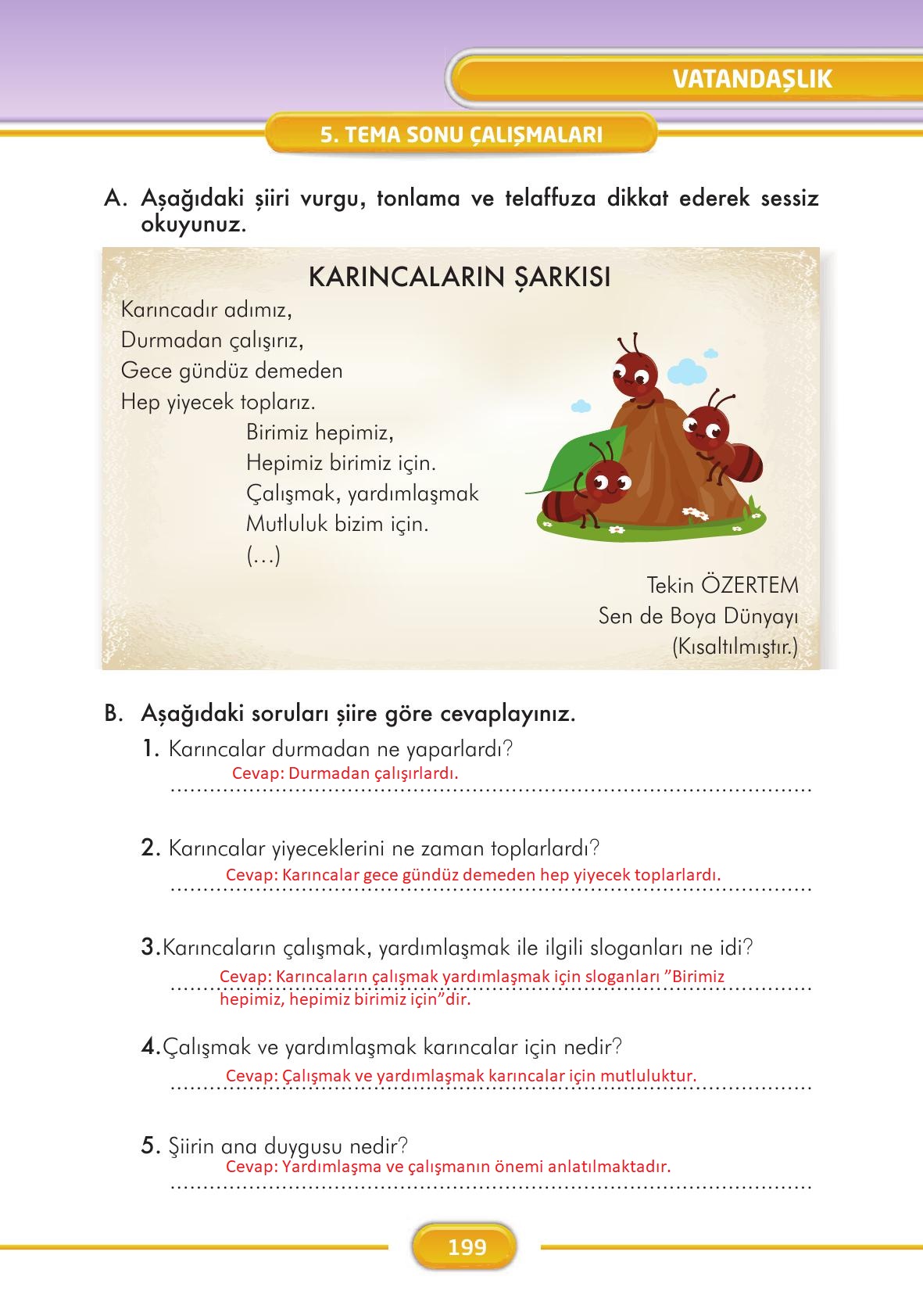 3. Sınıf İlke Yayınları Türkçe Ders Kitabı Sayfa 199 Cevapları 3. Sınıf İlke Yayınları Türkçe Ders Kitabı Sayfa 199 Cevapları