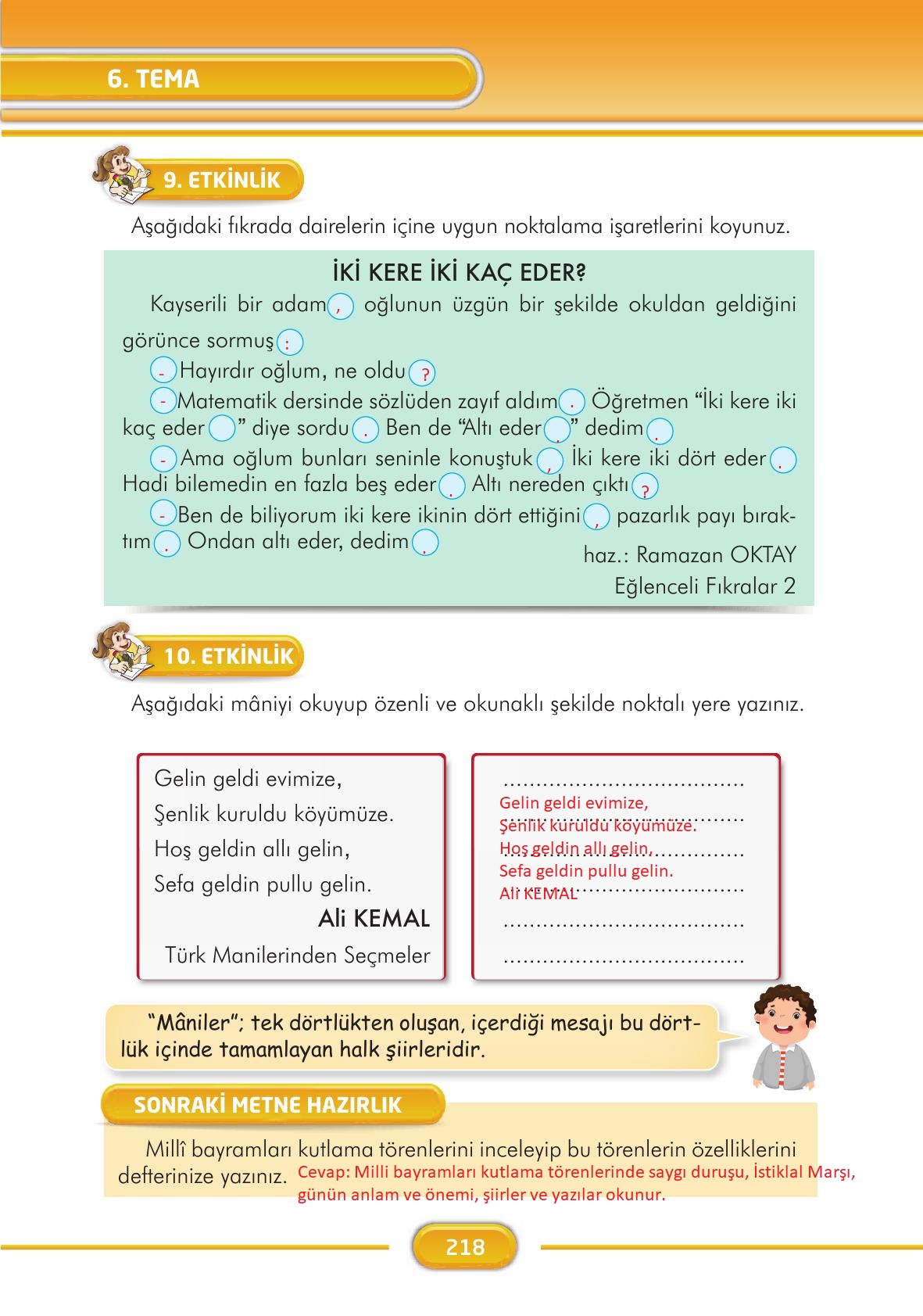 3. Sınıf İlke Yayınları Türkçe Ders Kitabı Sayfa 218 Cevapları 3. Sınıf İlke Yayınları Türkçe Ders Kitabı Sayfa 218 Cevapları