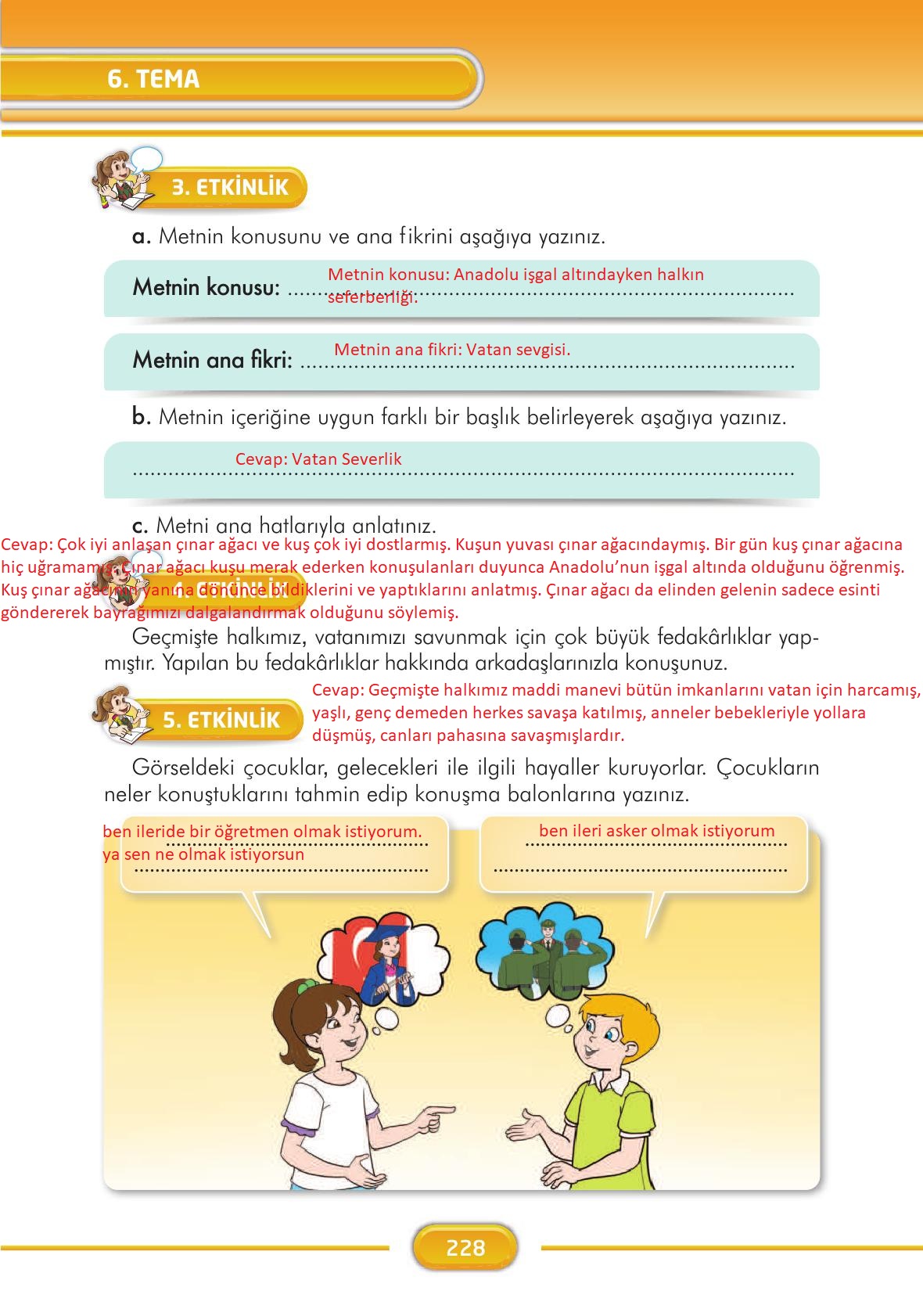 3. Sınıf İlke Yayınları Türkçe Ders Kitabı Sayfa 228 Cevapları