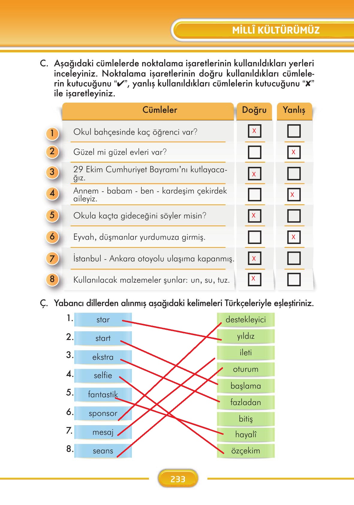 3. Sınıf İlke Yayınları Türkçe Ders Kitabı Sayfa 233 Cevapları