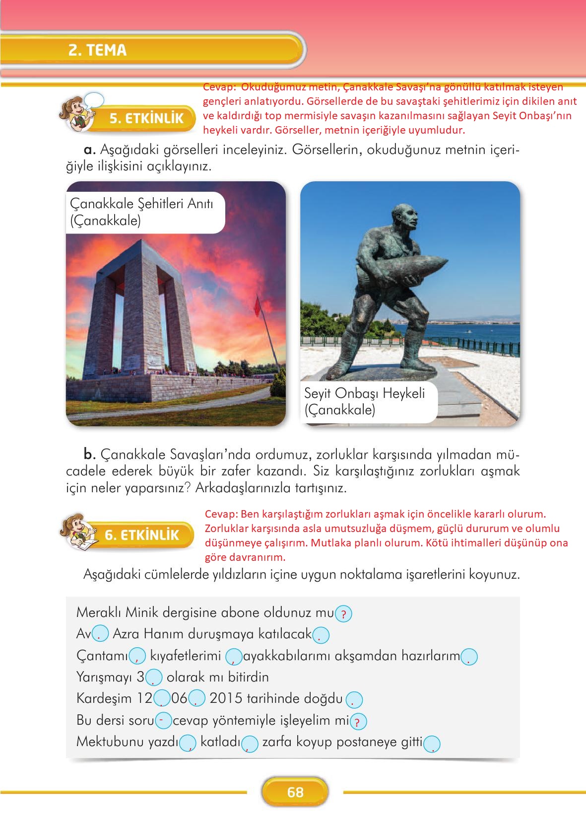 3. Sınıf İlke Yayınları Türkçe Ders Kitabı Sayfa 68 Cevapları