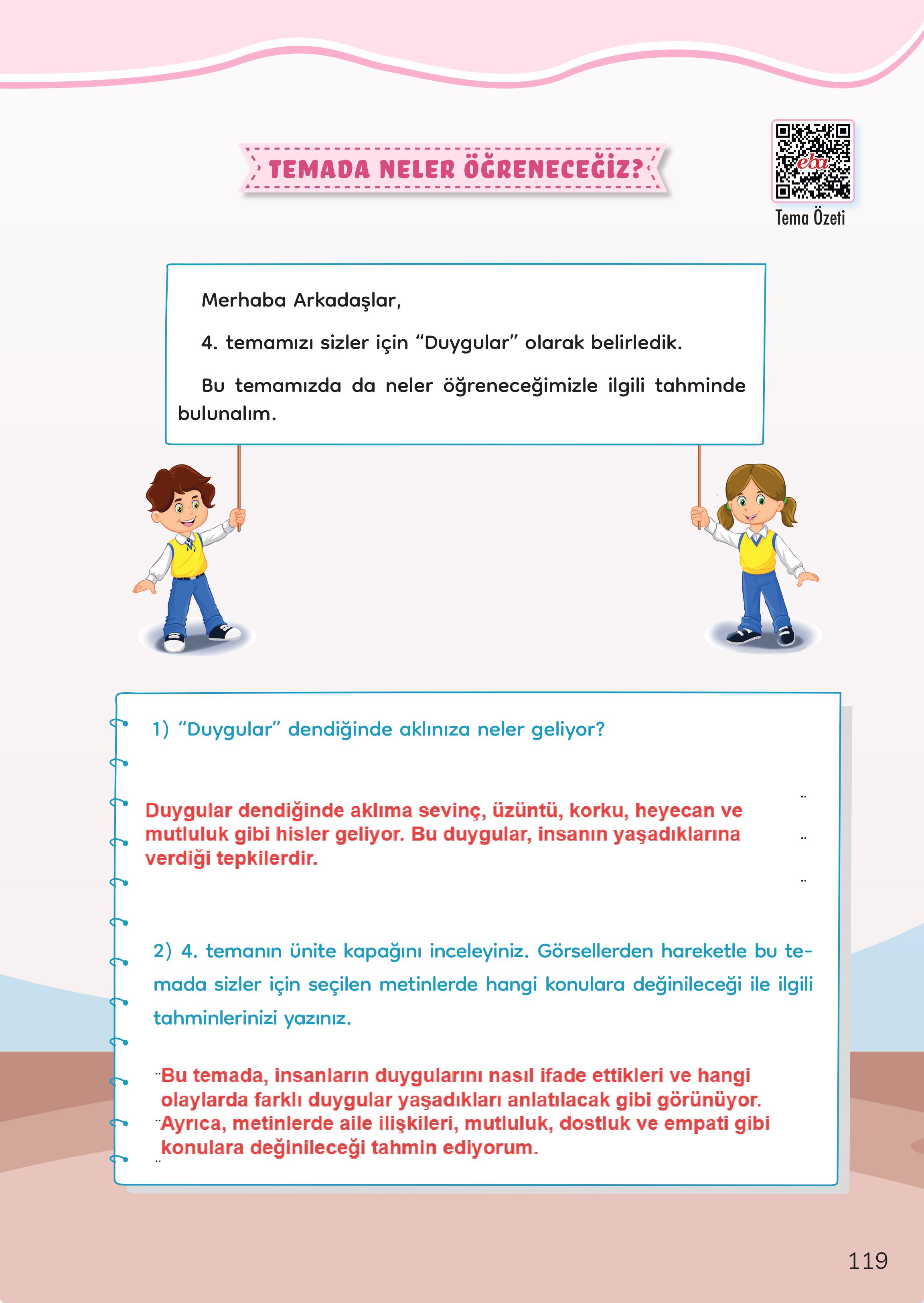 3. Sınıf Meb Yayınları Türkçe Ders Kitabı Sayfa 119 Cevapları