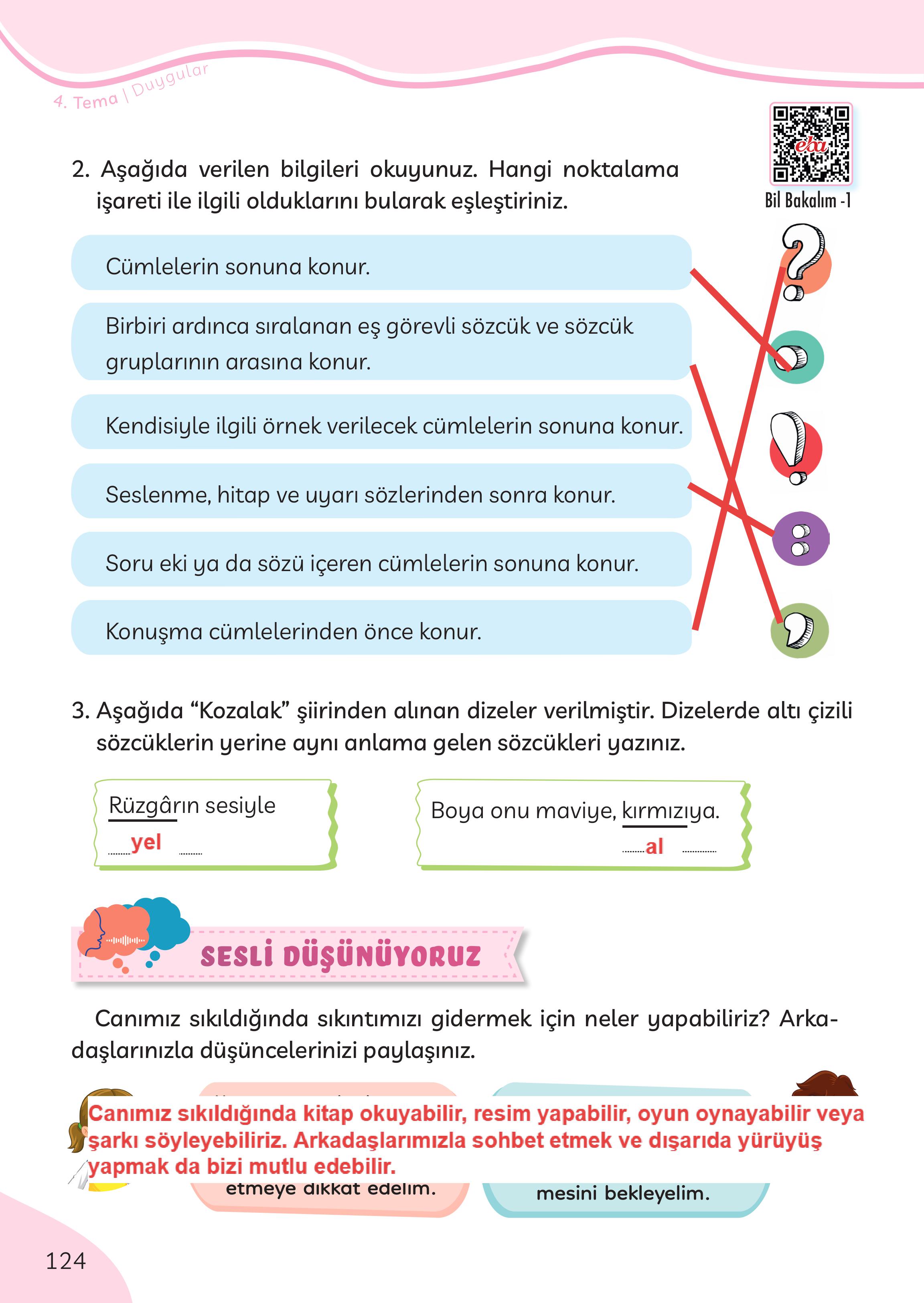 3. Sınıf Meb Yayınları Türkçe Ders Kitabı Sayfa 124 Cevapları 3. Sınıf Meb Yayınları Türkçe Ders Kitabı Sayfa 124 Cevapları