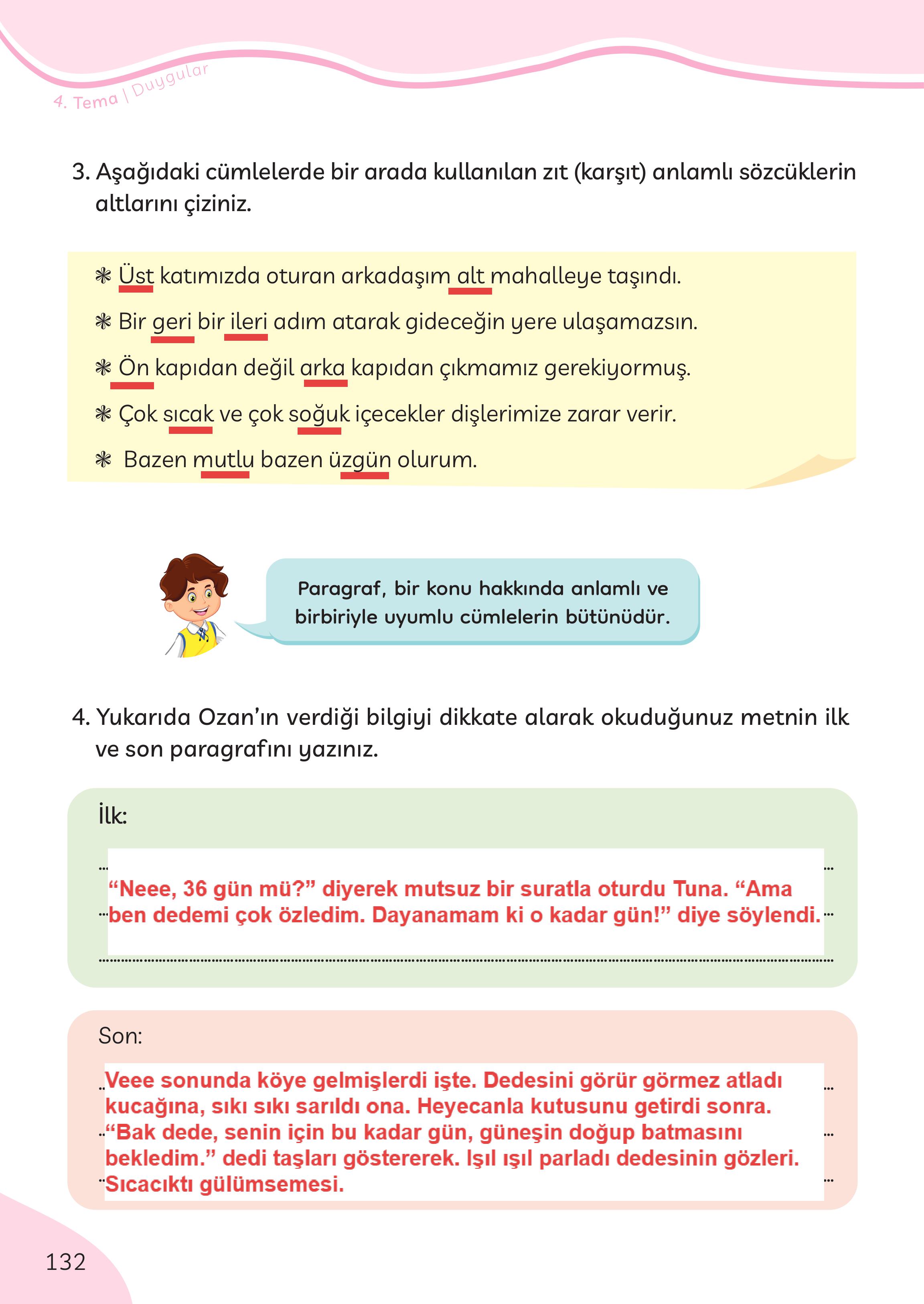 3. Sınıf Meb Yayınları Türkçe Ders Kitabı Sayfa 132 Cevapları 3. Sınıf Meb Yayınları Türkçe Ders Kitabı Sayfa 132 Cevapları