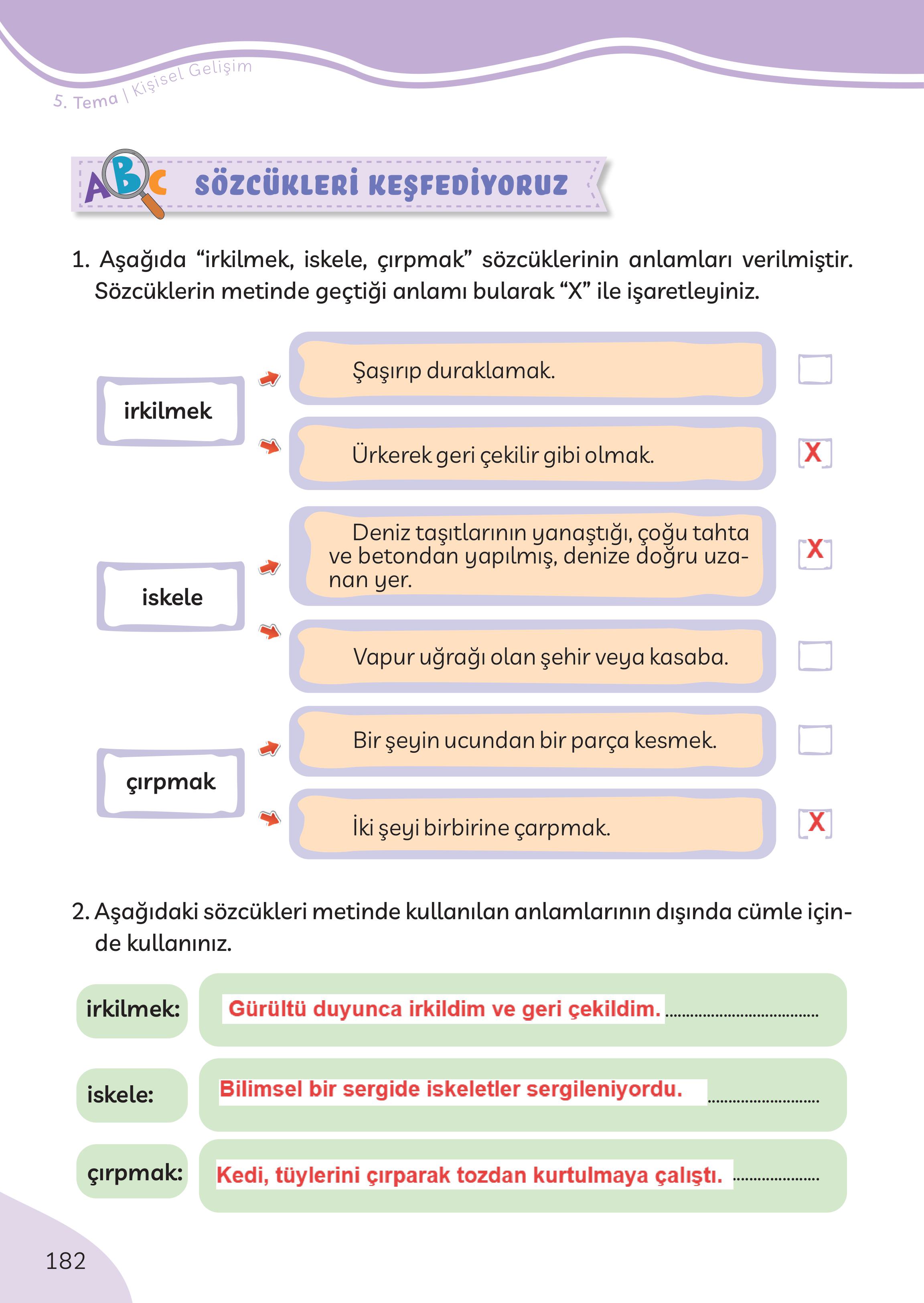 3. Sınıf Meb Yayınları Türkçe Ders Kitabı Sayfa 182 Cevapları 3. Sınıf Meb Yayınları Türkçe Ders Kitabı Sayfa 182 Cevapları
